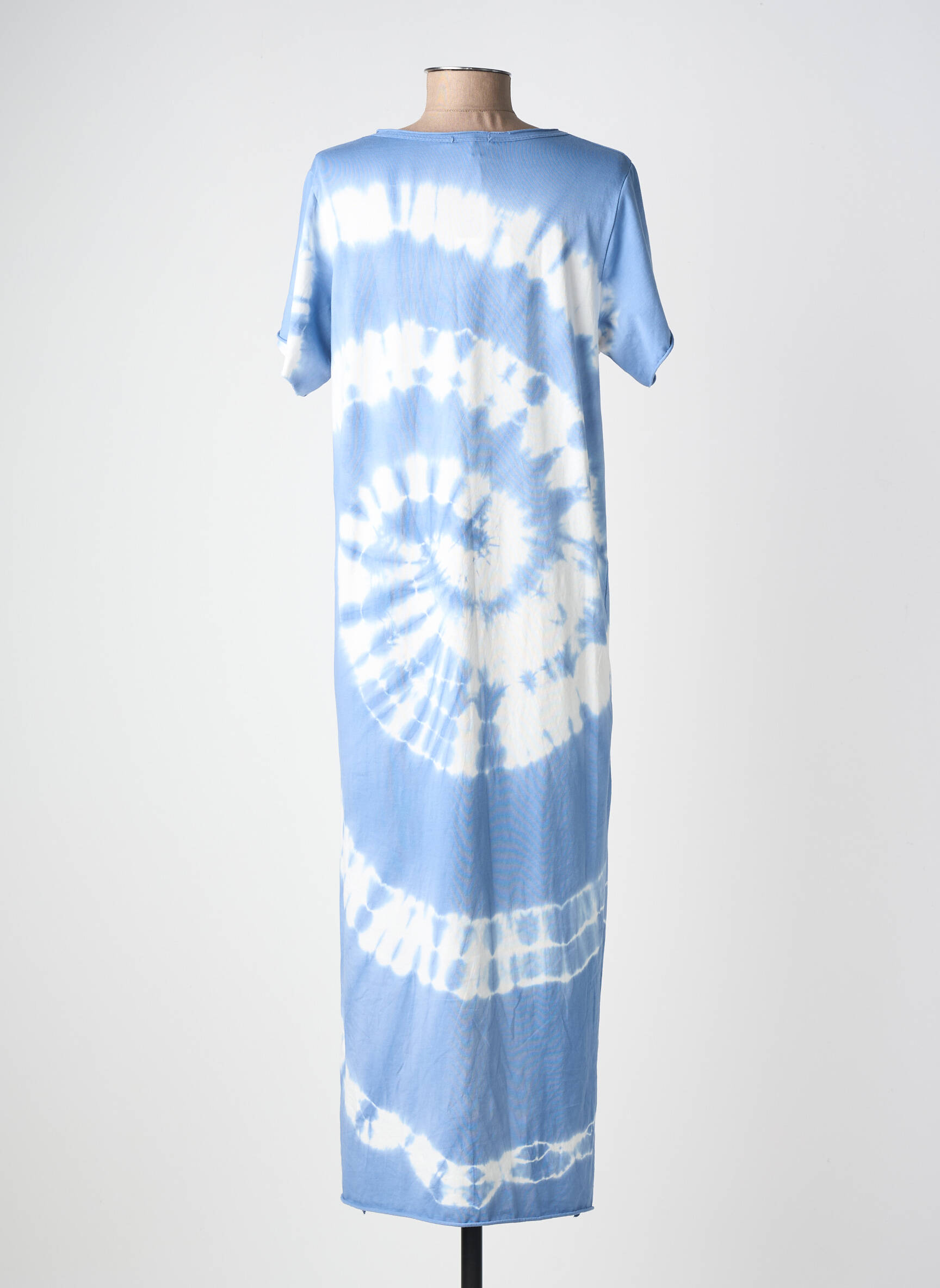 Rochie lungă mâneci scurte mâneci scurte albastru FARFALLA femeie