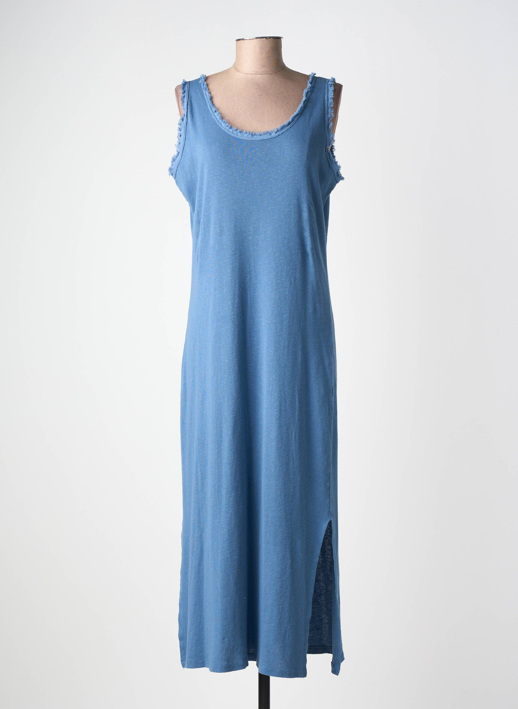 Rochie lungă fără mâneci fără mâneci albastru MADE IN ITALY femeie