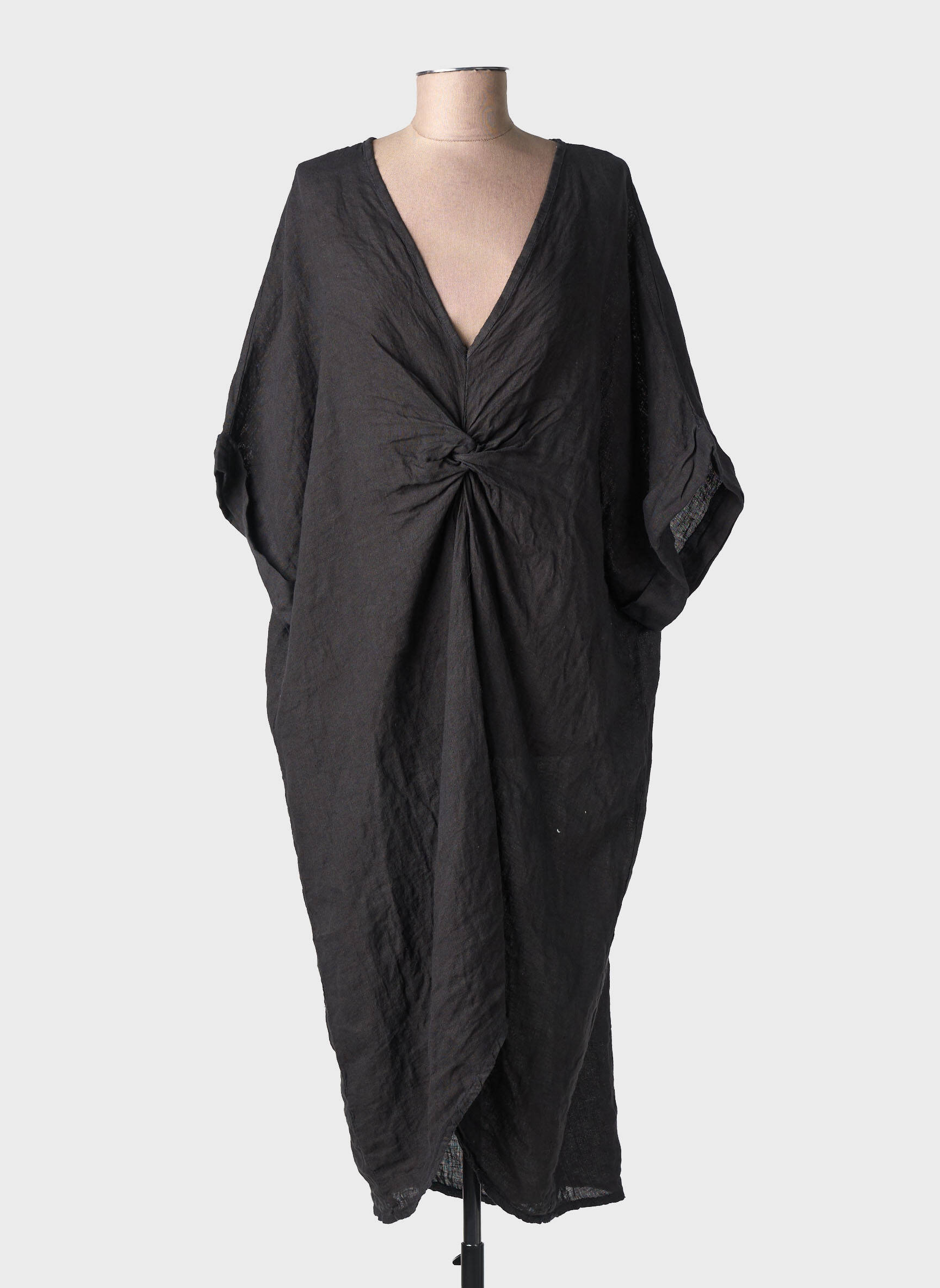Rochie lungă mâneci scurte mâneci scurte negru MADE IN ITALY femeie