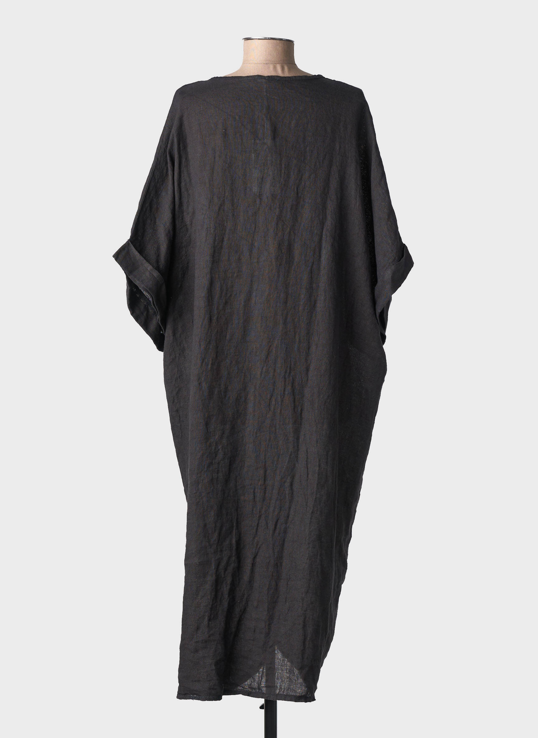 Rochie lungă mâneci scurte mâneci scurte negru MADE IN ITALY femeie