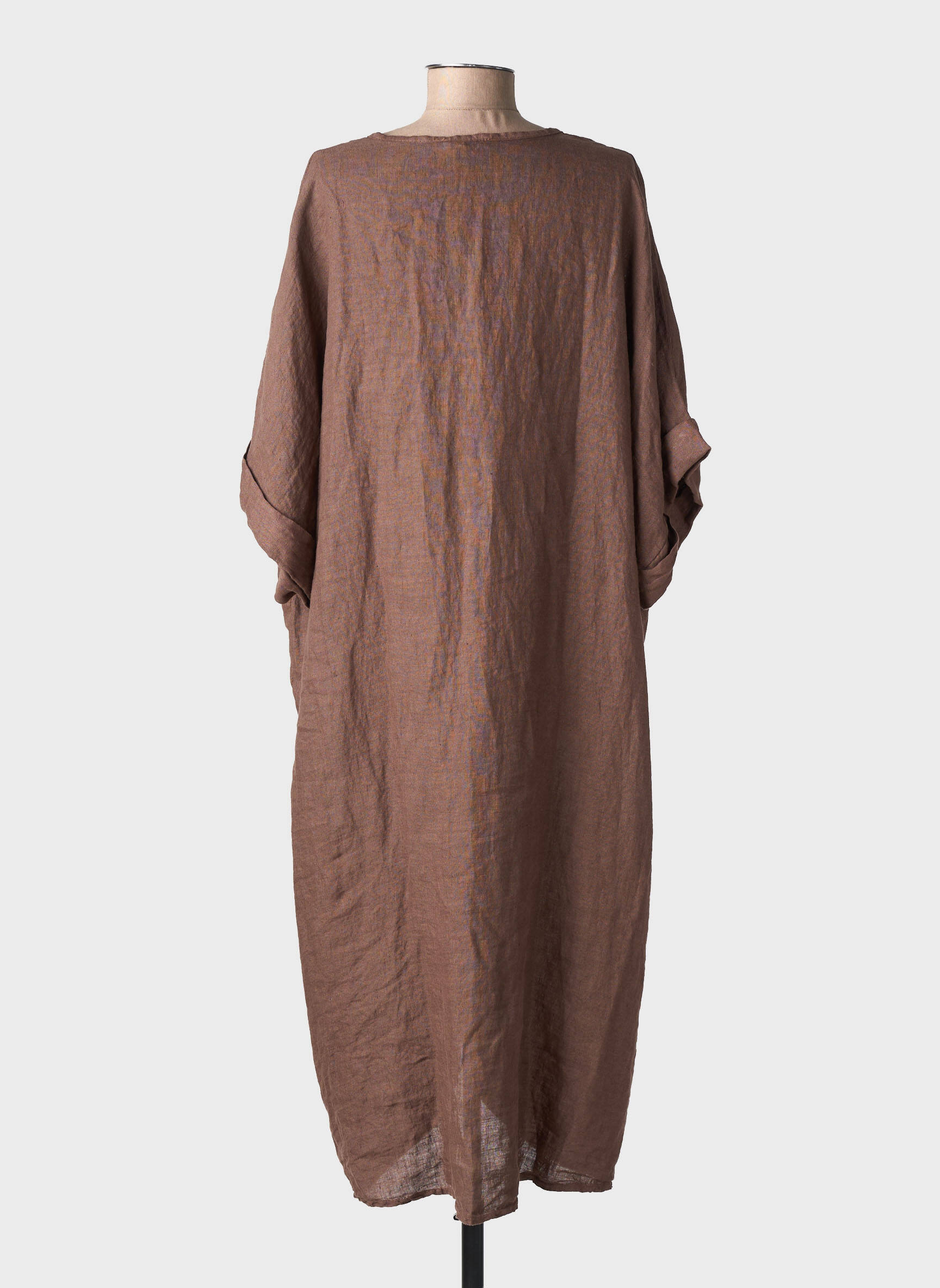 Rochie lungă mâneci scurte mâneci scurte maro MADE IN ITALY femeie