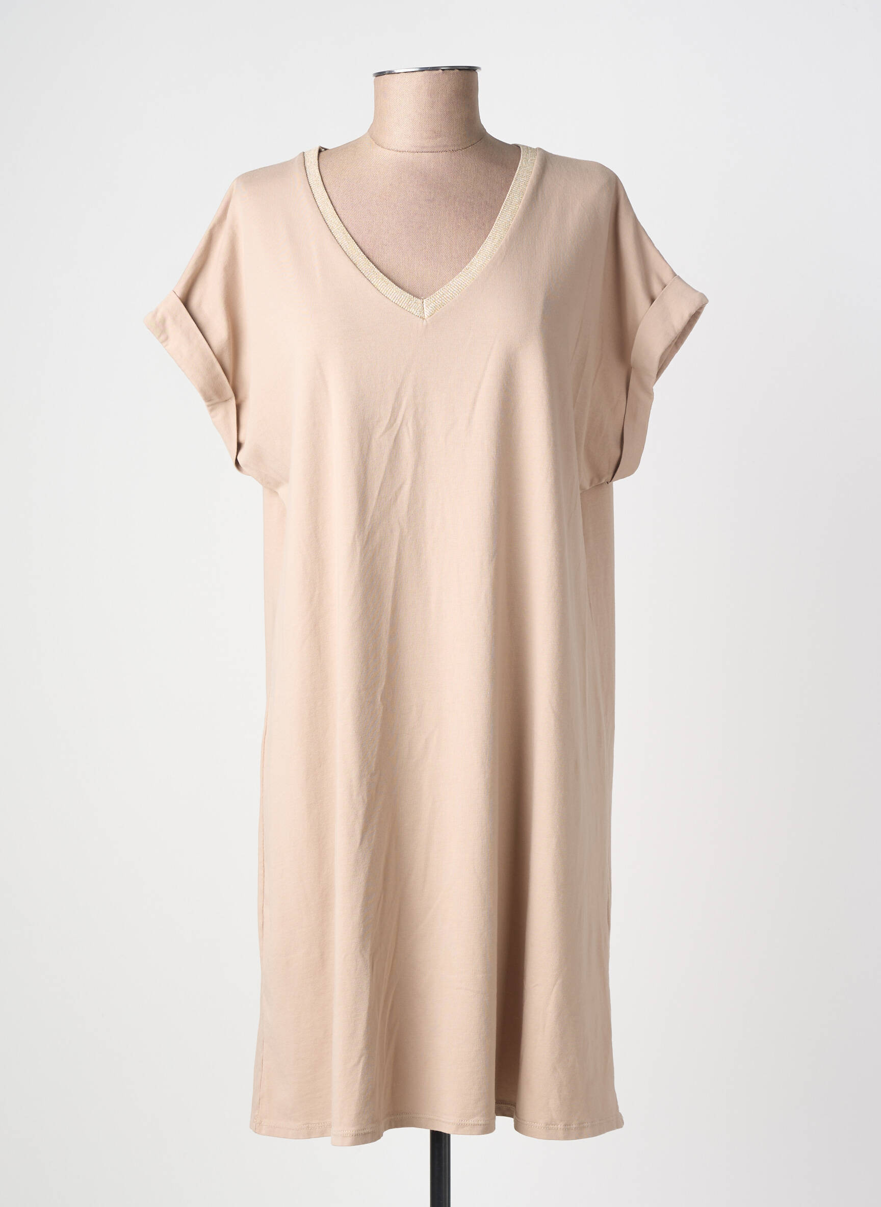 Rochie midi mâneci scurte mâneci scurte maro IZZY femeie