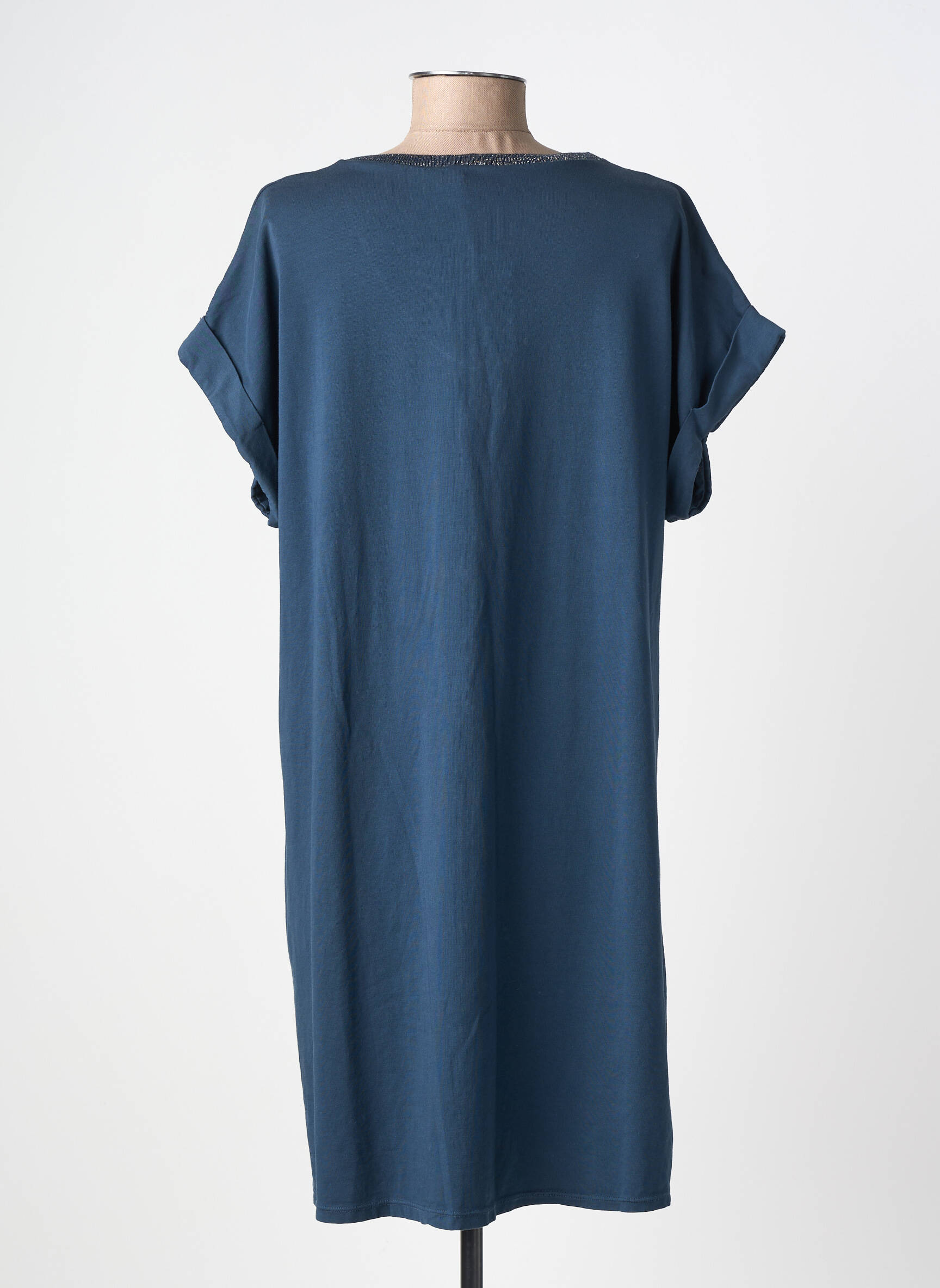 Rochie midi mâneci scurte mâneci scurte albastru IZZY femeie