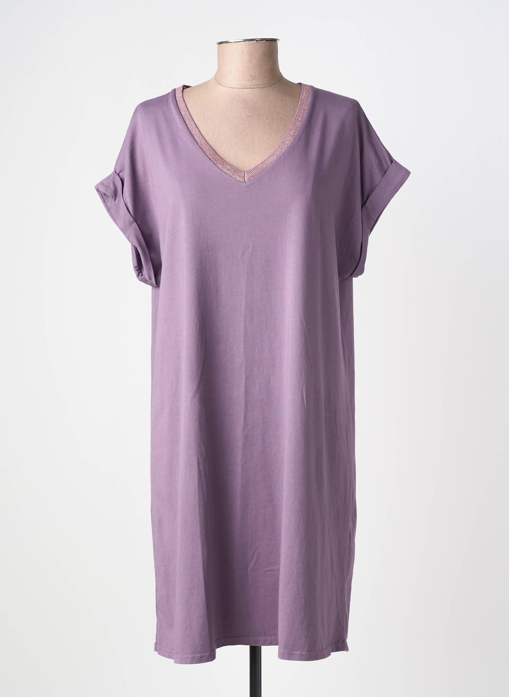 Rochie midi mâneci scurte mâneci scurte violet IZZY femeie