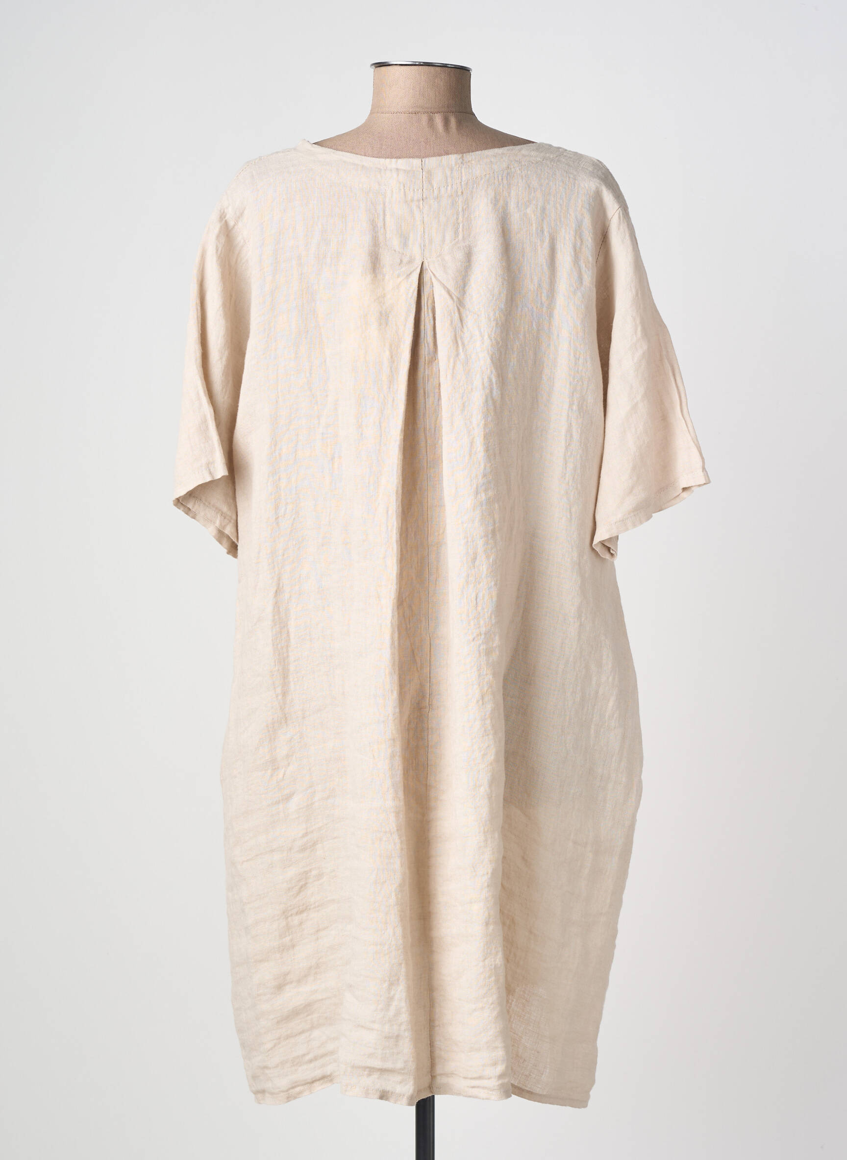 Rochie midi țesătură crep mâneci scurte bej IZZY femeie