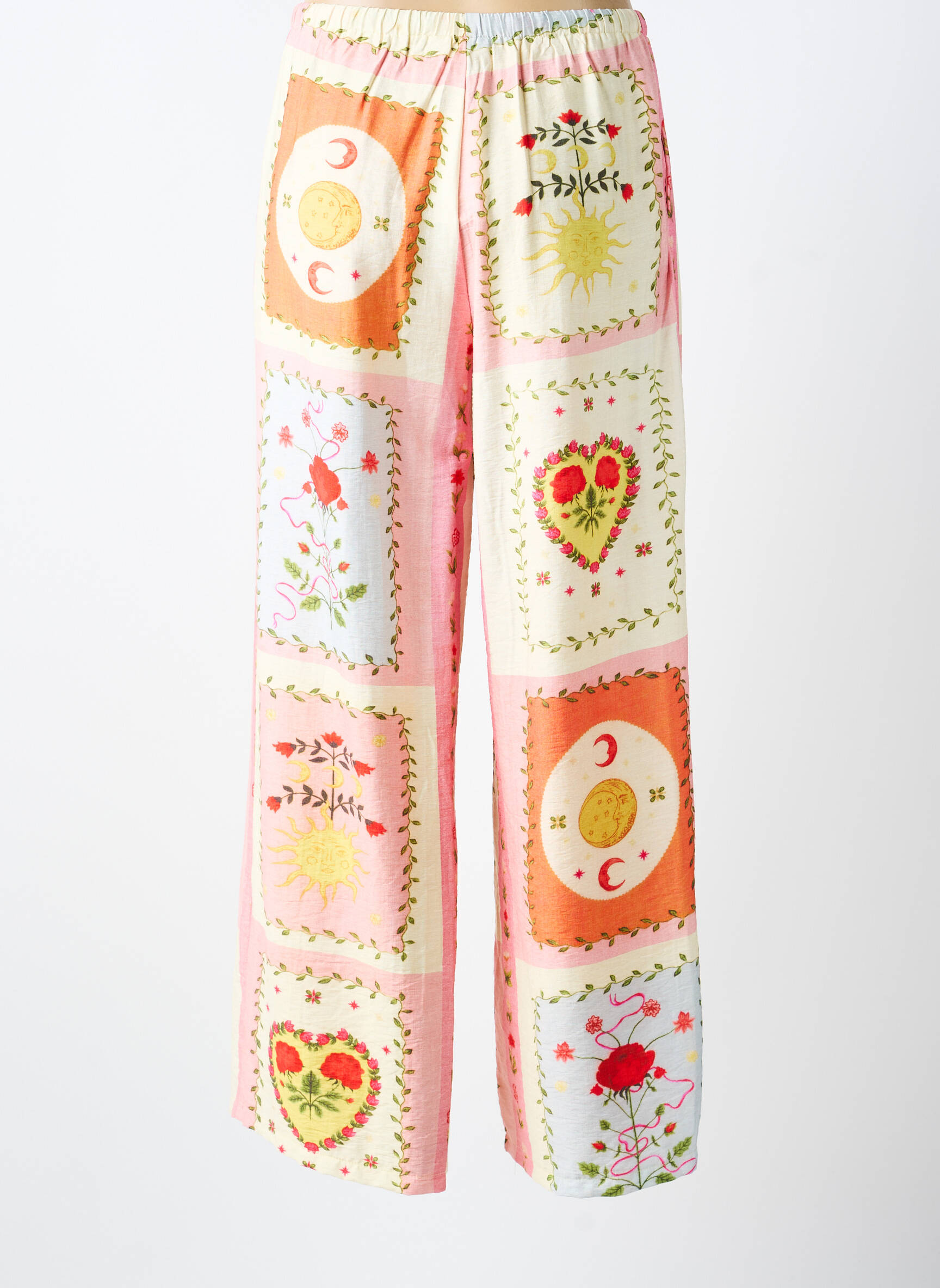 Pantalon drept talie elastică bej KILKY femeie