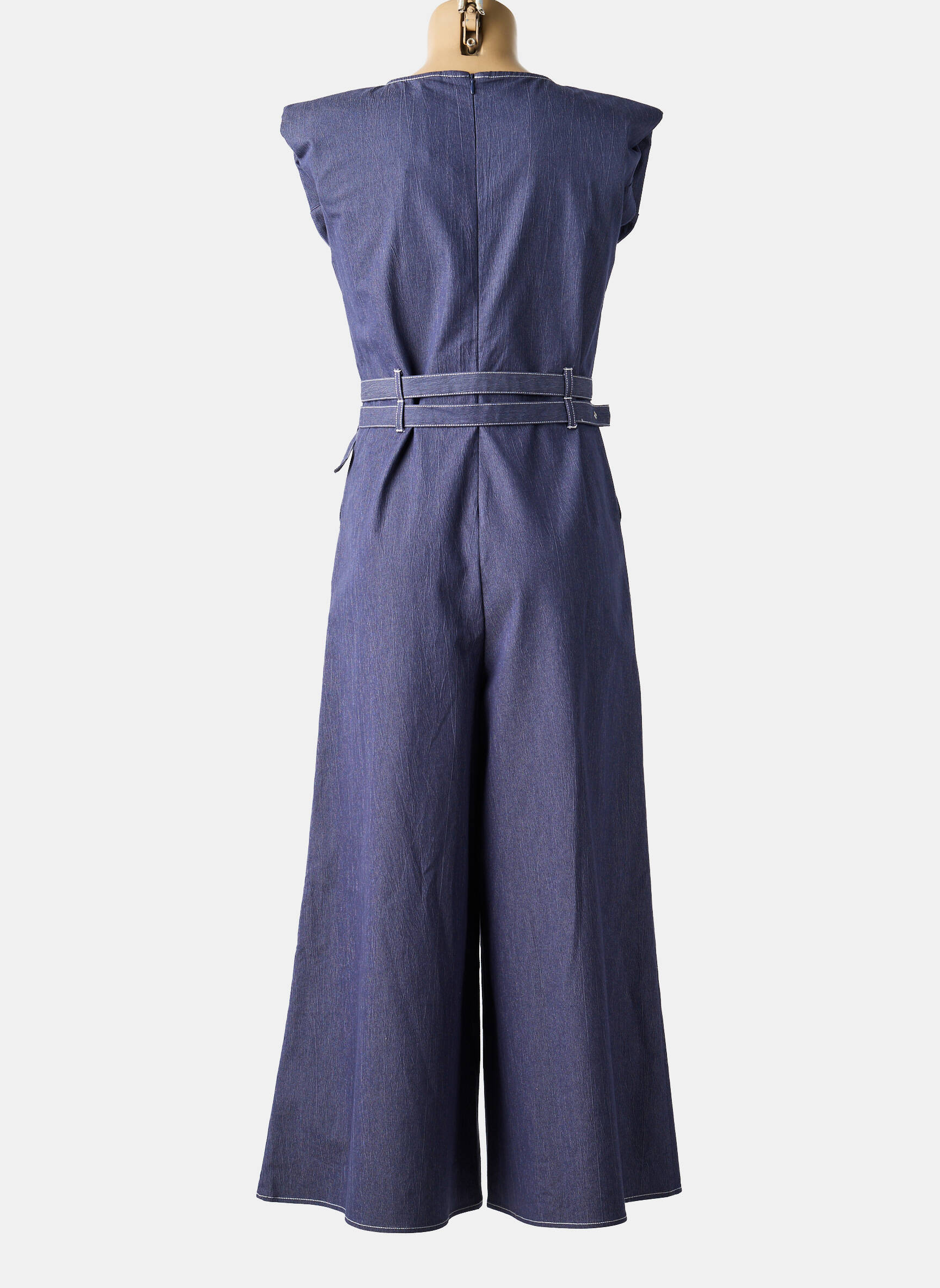 Salopetă-pantalon închidere cu fermoar la spate mâneci scurte albastru Y.A.S femeie