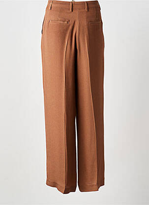 Pantalon larg țesătură crep talie înaltă maro MOMONI femeie
