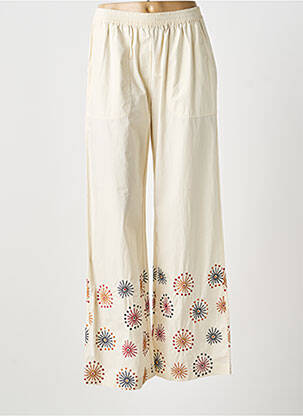 Pantalon larg țesătură poplin bej STELLA FOREST femeie