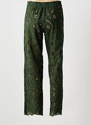 Pantalon drept țesătură poplin mărime normală verde ROSEANNA femeie