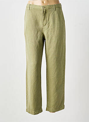 Pantalon chino țesătură poplin mărime normală verde FIVE femeie