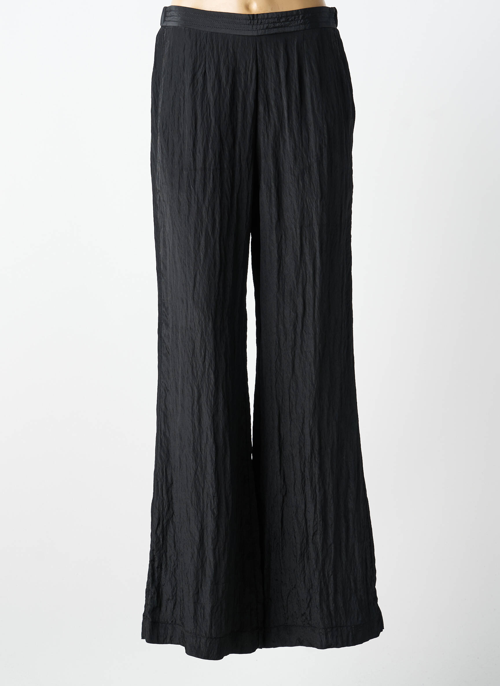 Pantalon evazat talie elastică mărime normală negru FORTE-FORTE femeie