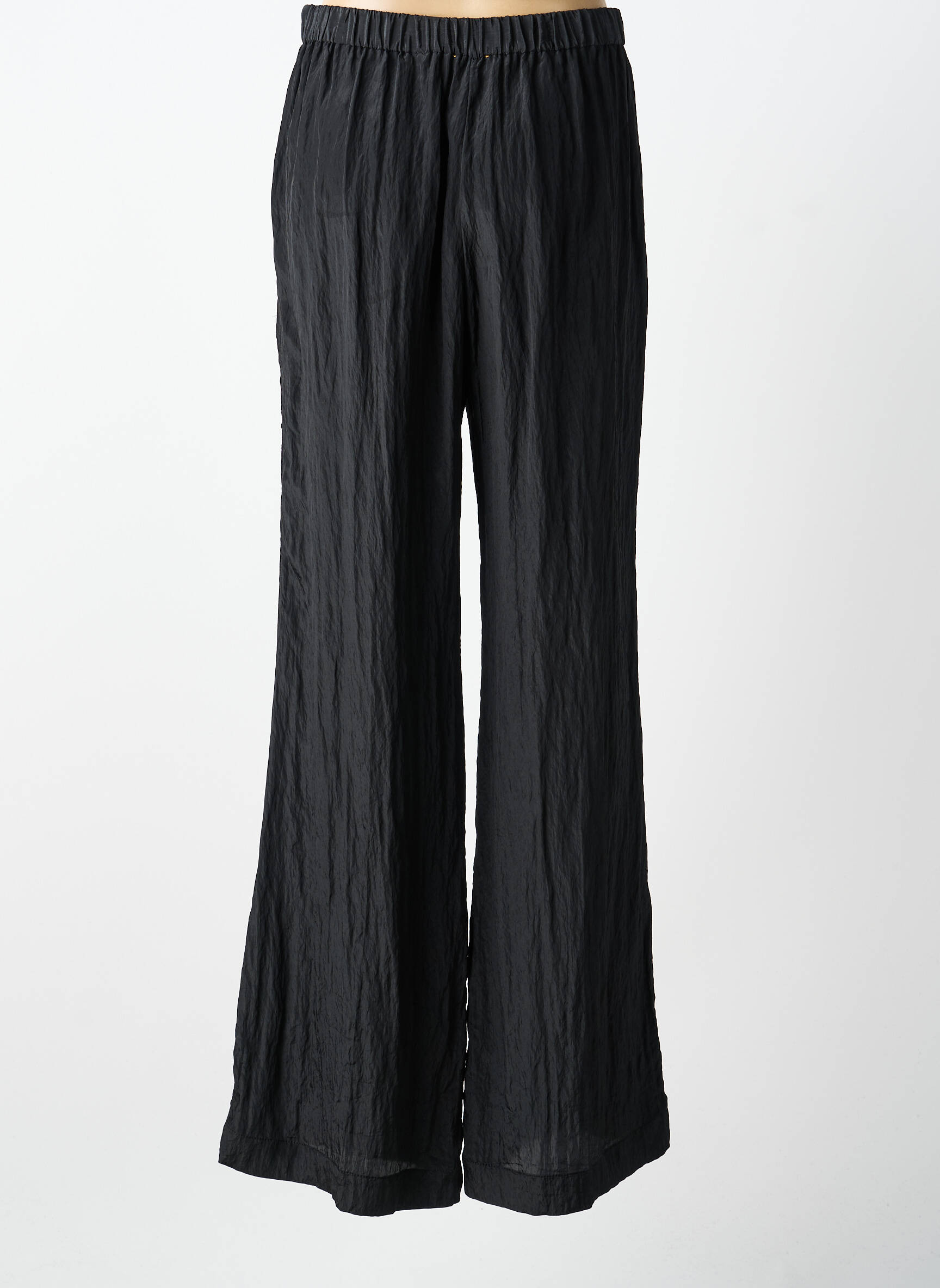 Pantalon evazat talie elastică mărime normală negru FORTE-FORTE femeie