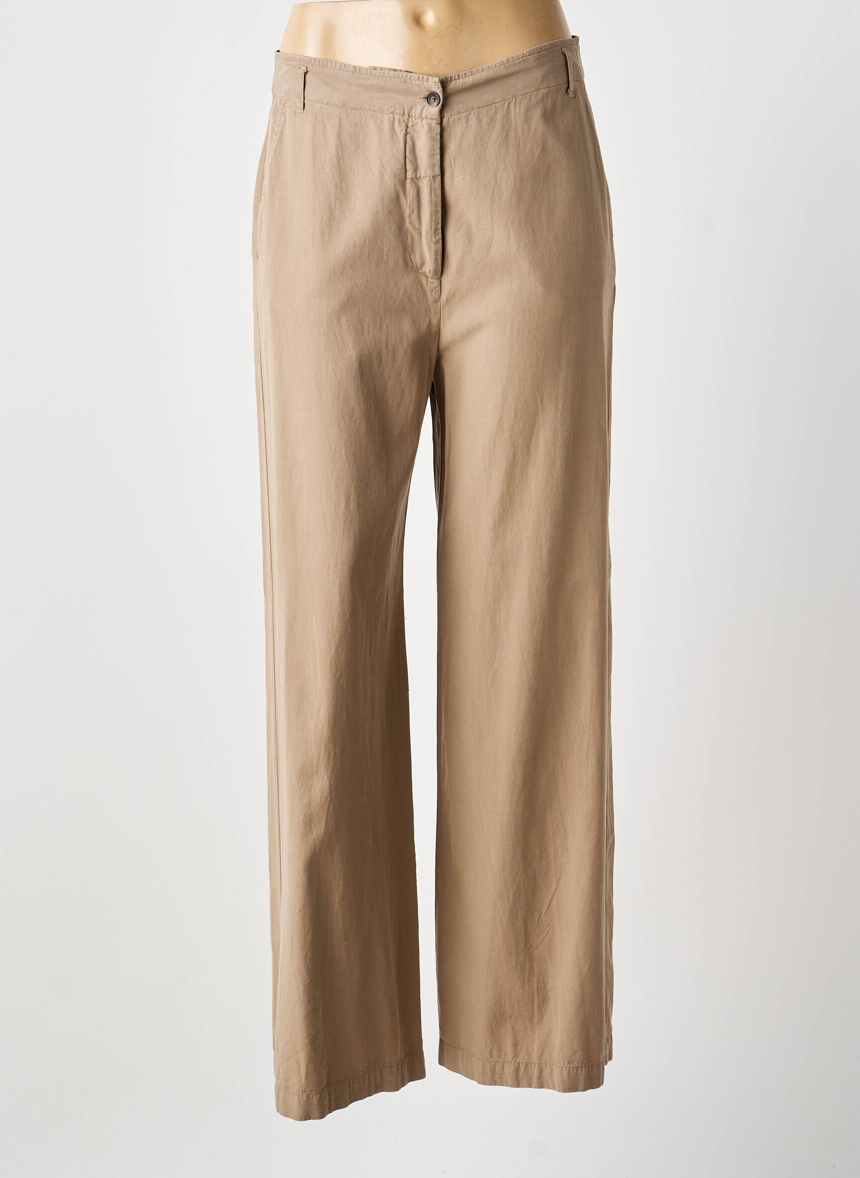 Pantalon drept talie cu cleme mărime normală maro DIEGA femeie