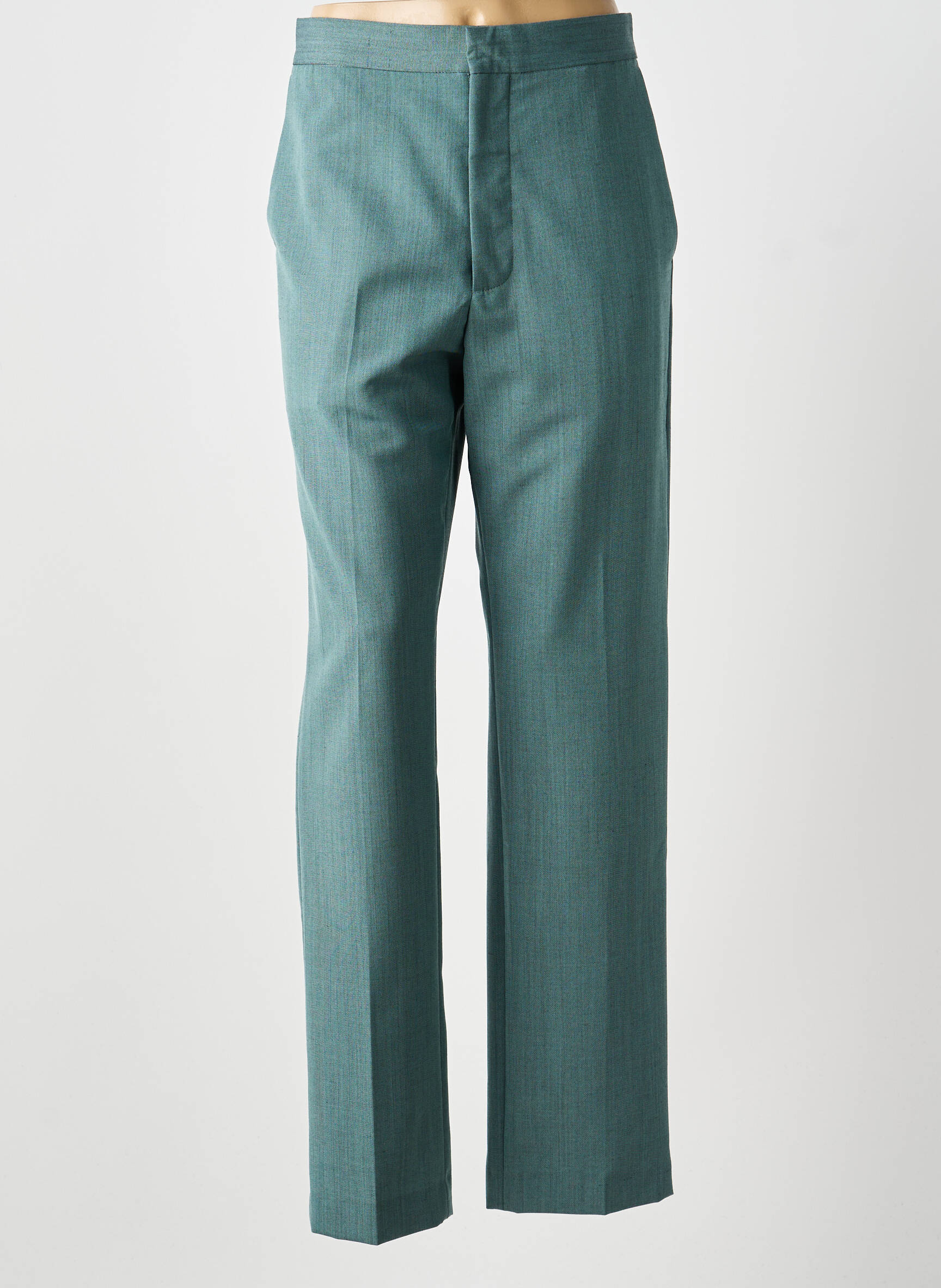 Pantalon drept talie cu cleme mărime normală verde SOEUR femeie