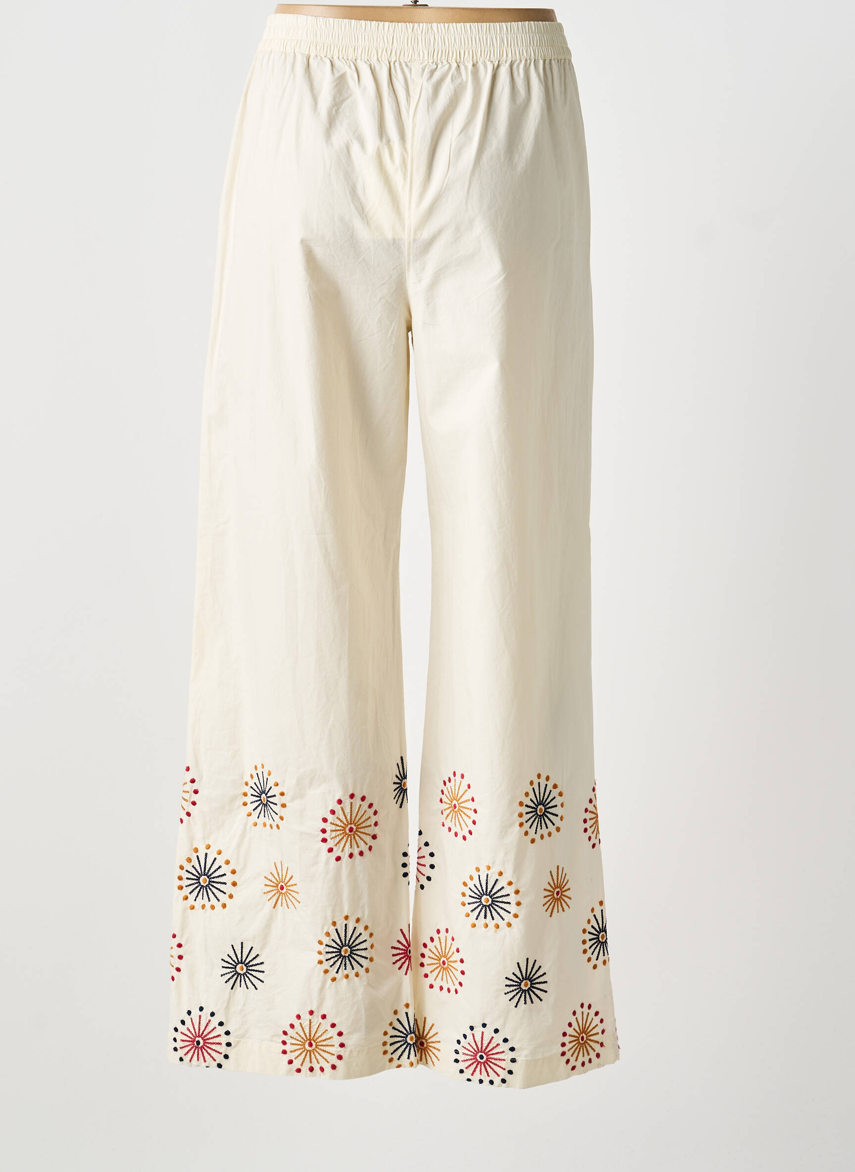 Pantalon larg țesătură poplin bej STELLA FOREST femeie