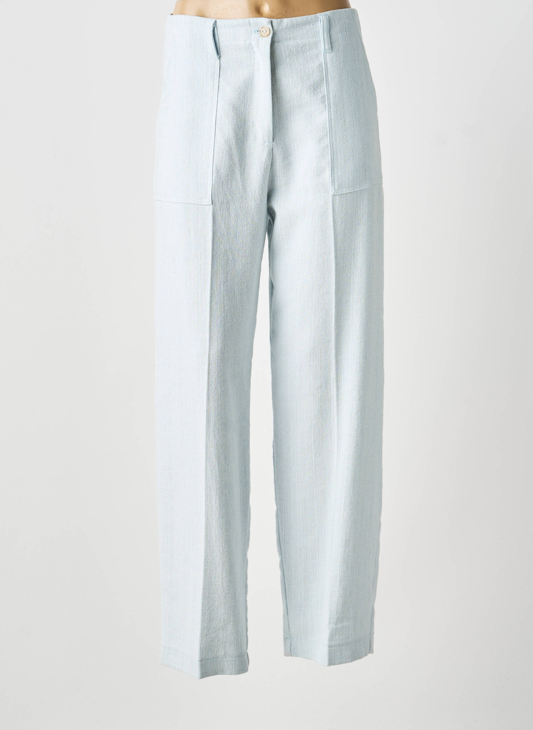 Pantalon drept talie cu cleme talie înaltă albastru ATTIC AND BARN femeie
