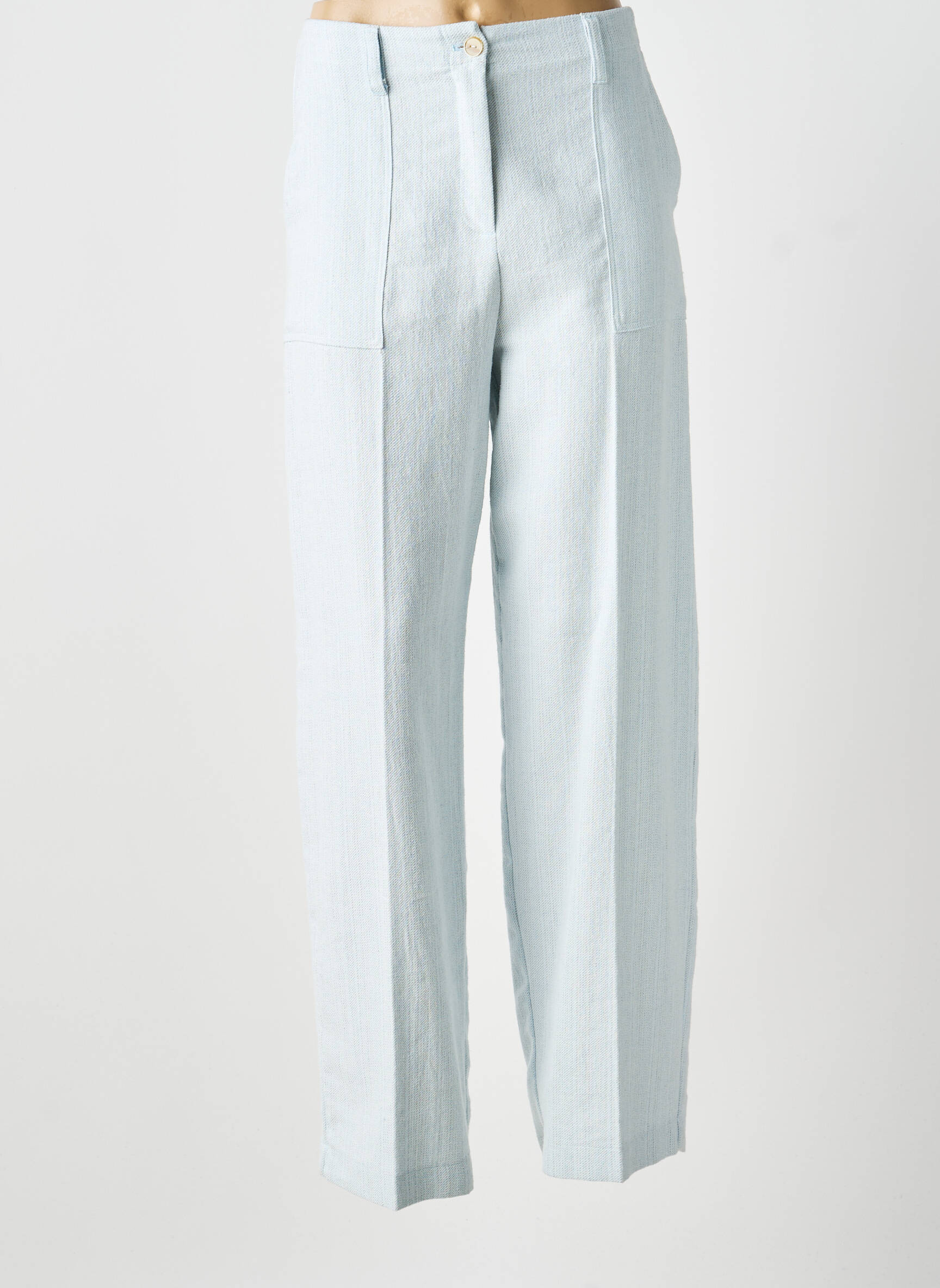Pantalon drept talie cu cleme talie înaltă albastru ATTIC AND BARN femeie