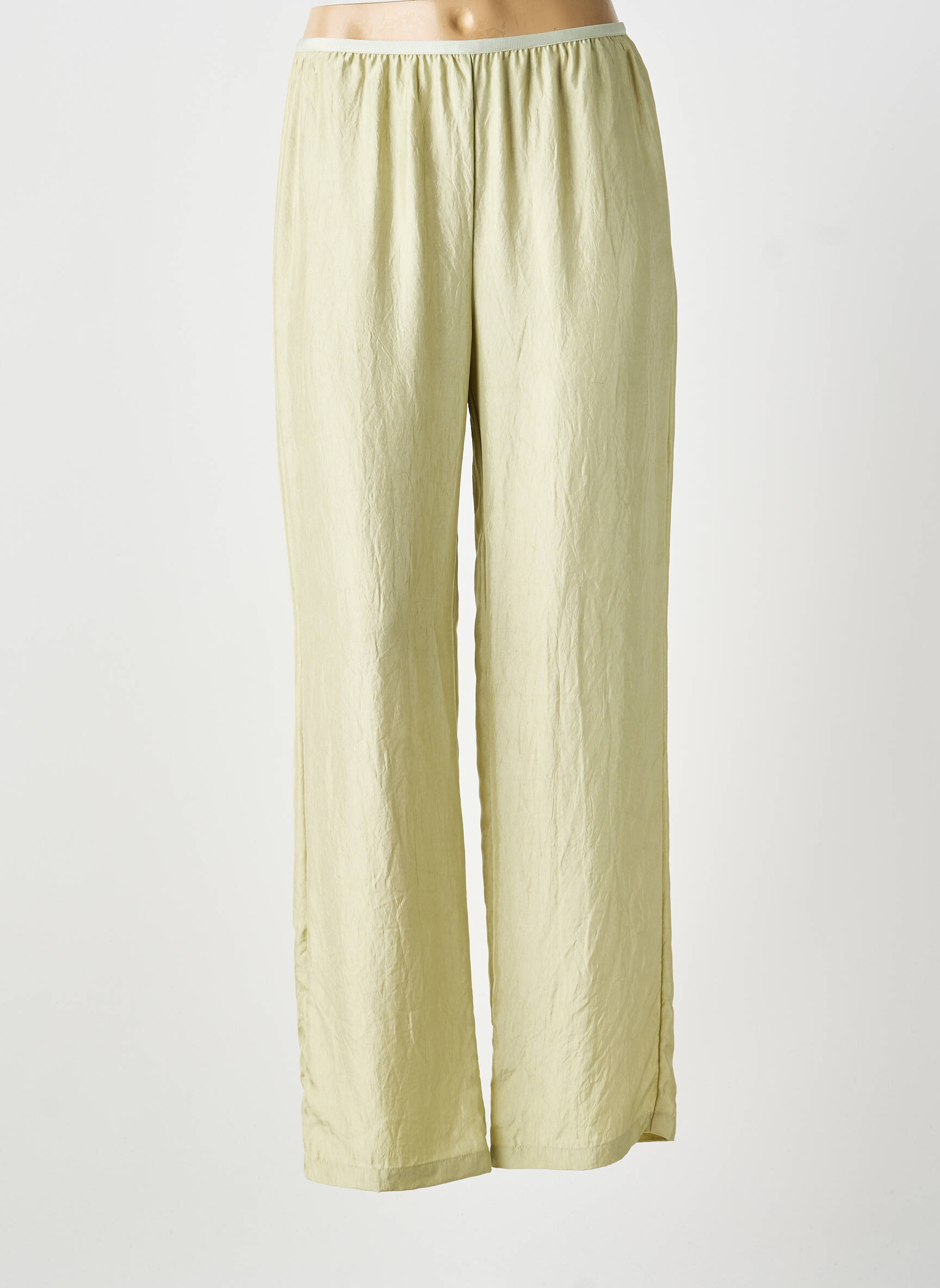 Pantalon larg croială fluidă mărime normală verde ROSEANNA femeie