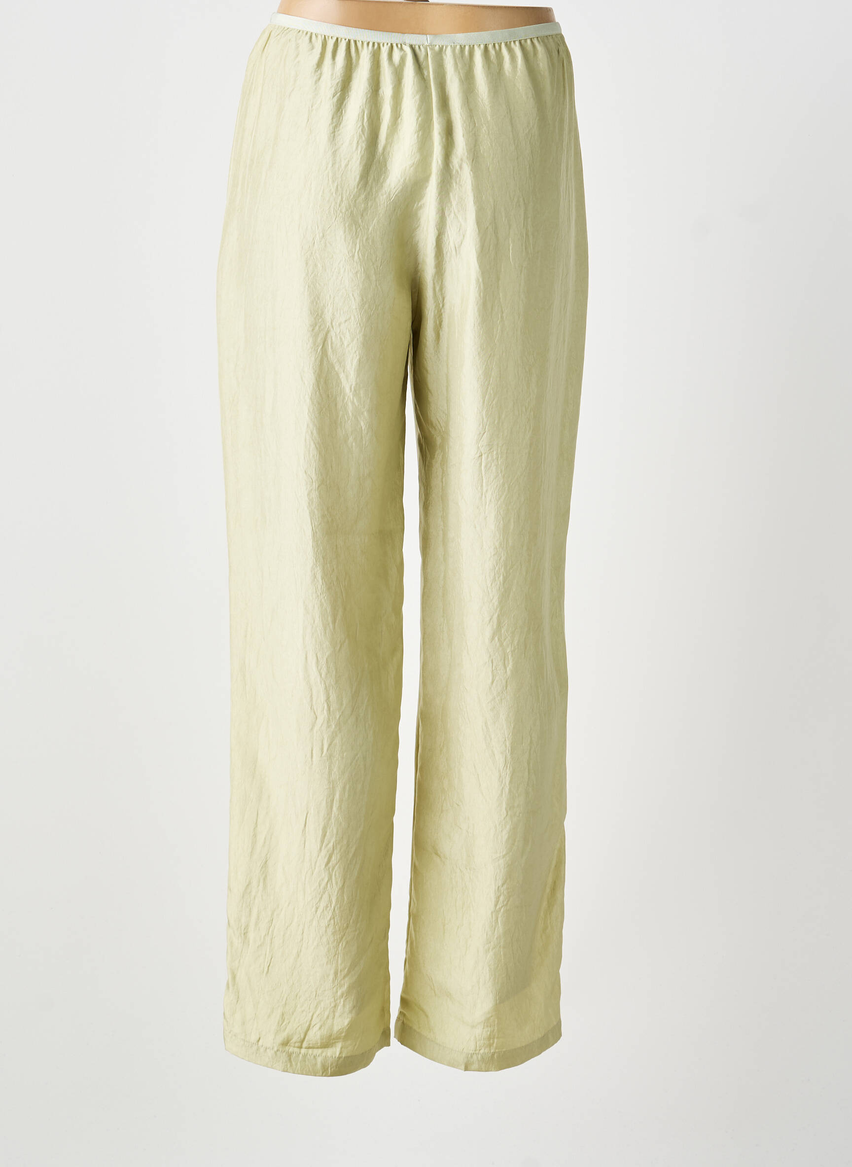 Pantalon larg croială fluidă mărime normală verde ROSEANNA femeie