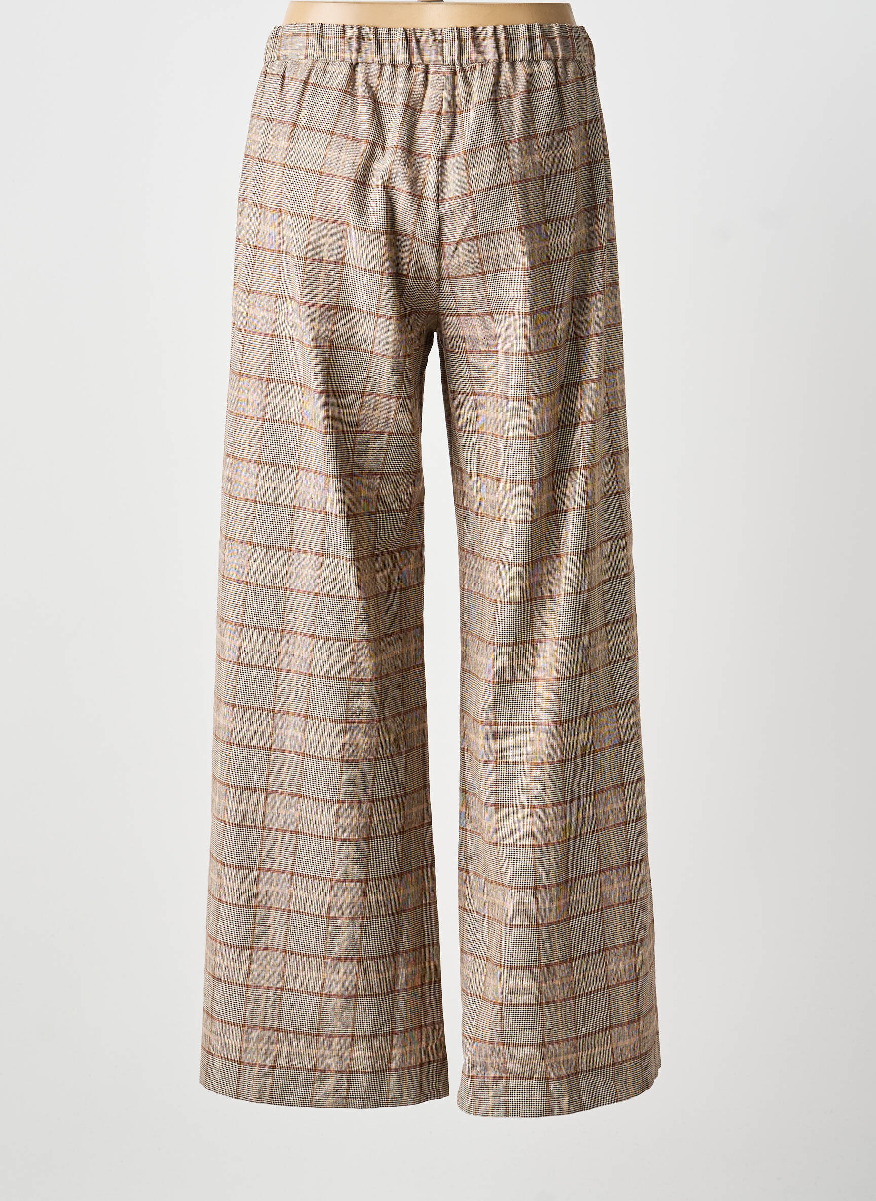 Pantalon larg țesătură poplin mărime normală maro DIEGA femeie