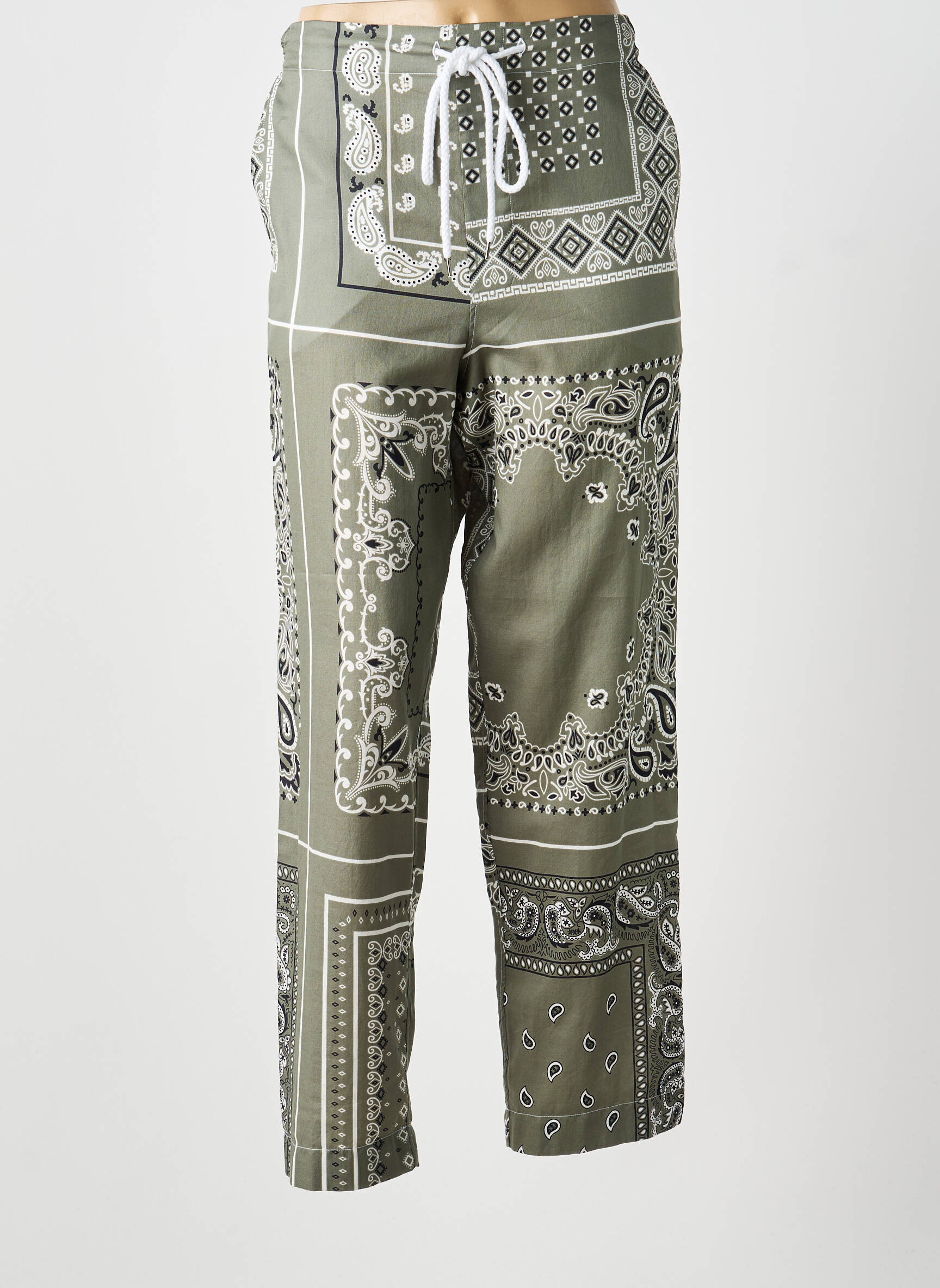 Pantalon drept țesătură poplin mărime normală verde DESTIN femeie