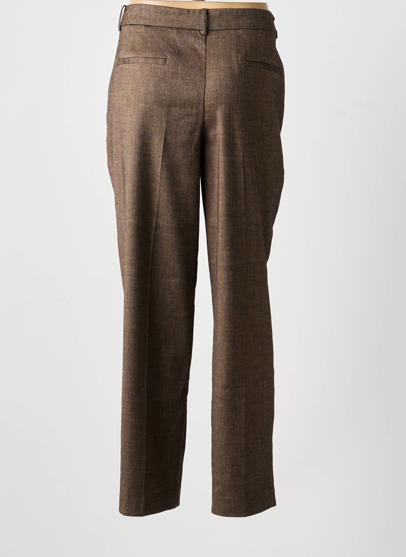 Pantalon drept talie cu cleme talie joasă maro JANE BLUE femeie