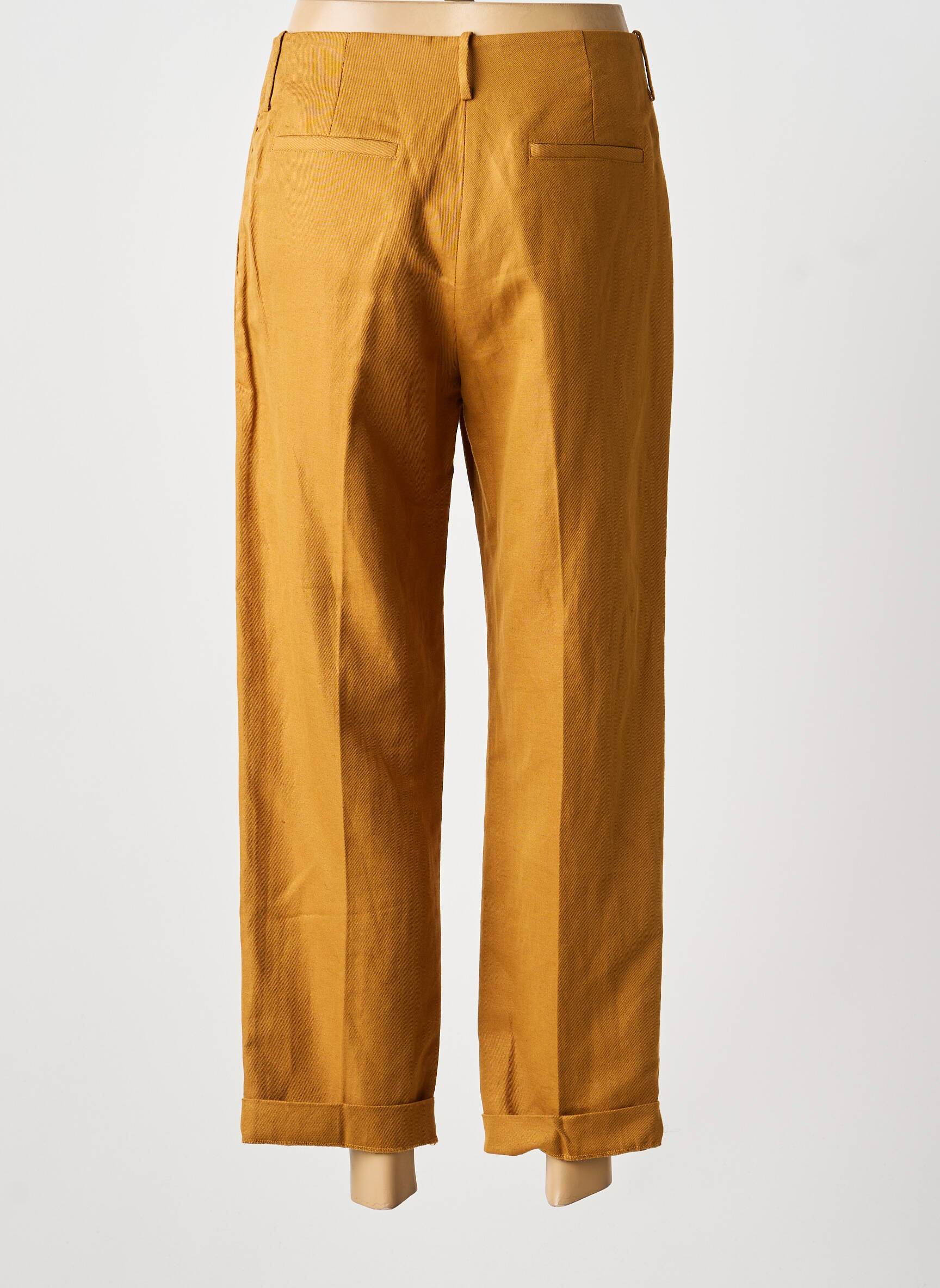 Pantalon 7/8 talie înaltă talie înaltă galben POMANDERE femeie