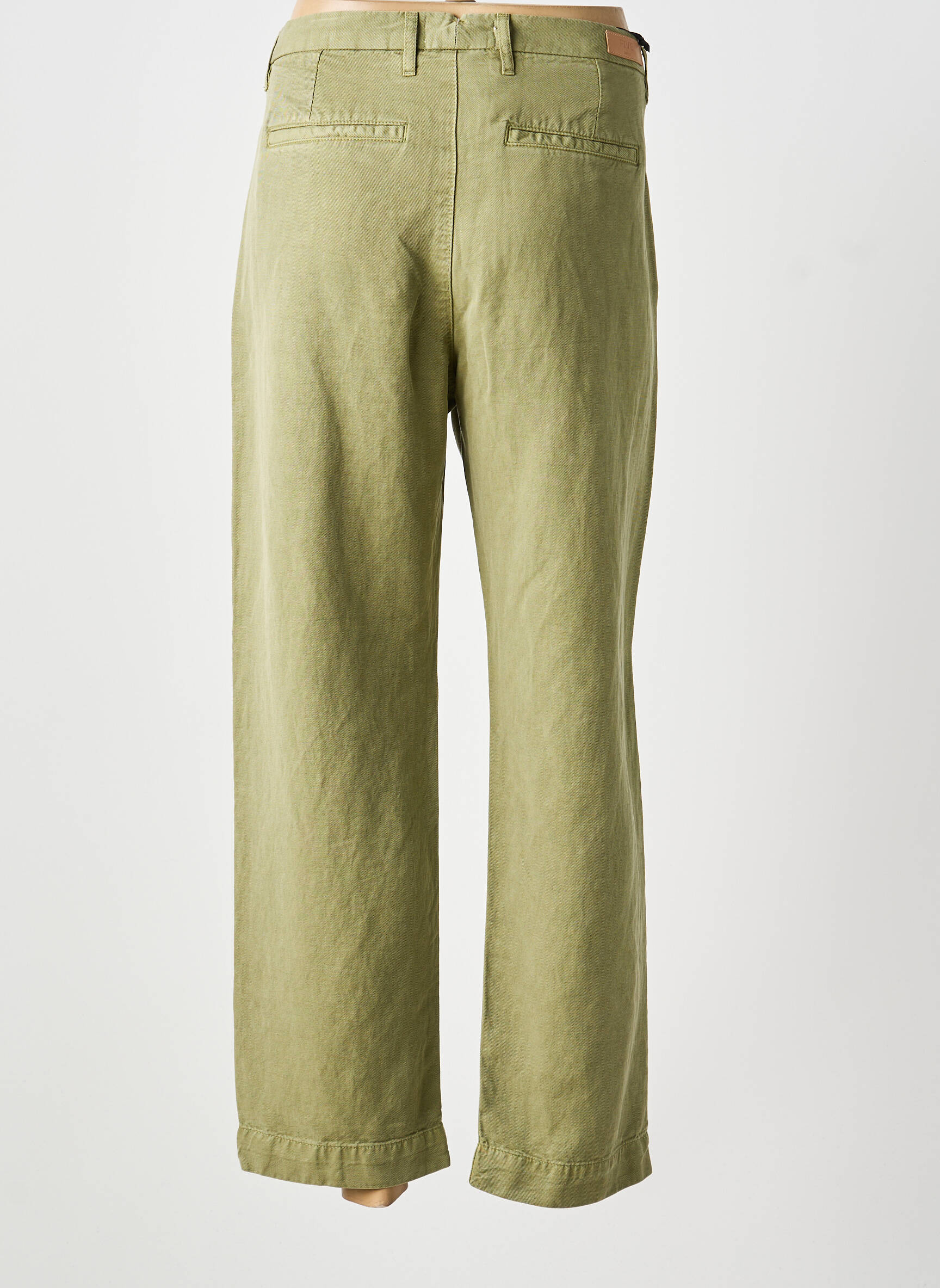 Pantalon chino țesătură poplin mărime normală verde FIVE femeie