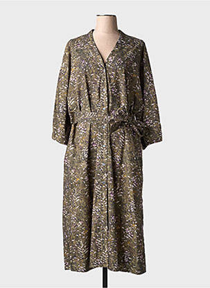 Rochie lungă croială cambrată mâneci 3/4 verde SOEUR femeie