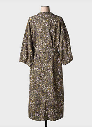 Rochie lungă croială cambrată mâneci 3/4 verde SOEUR femeie