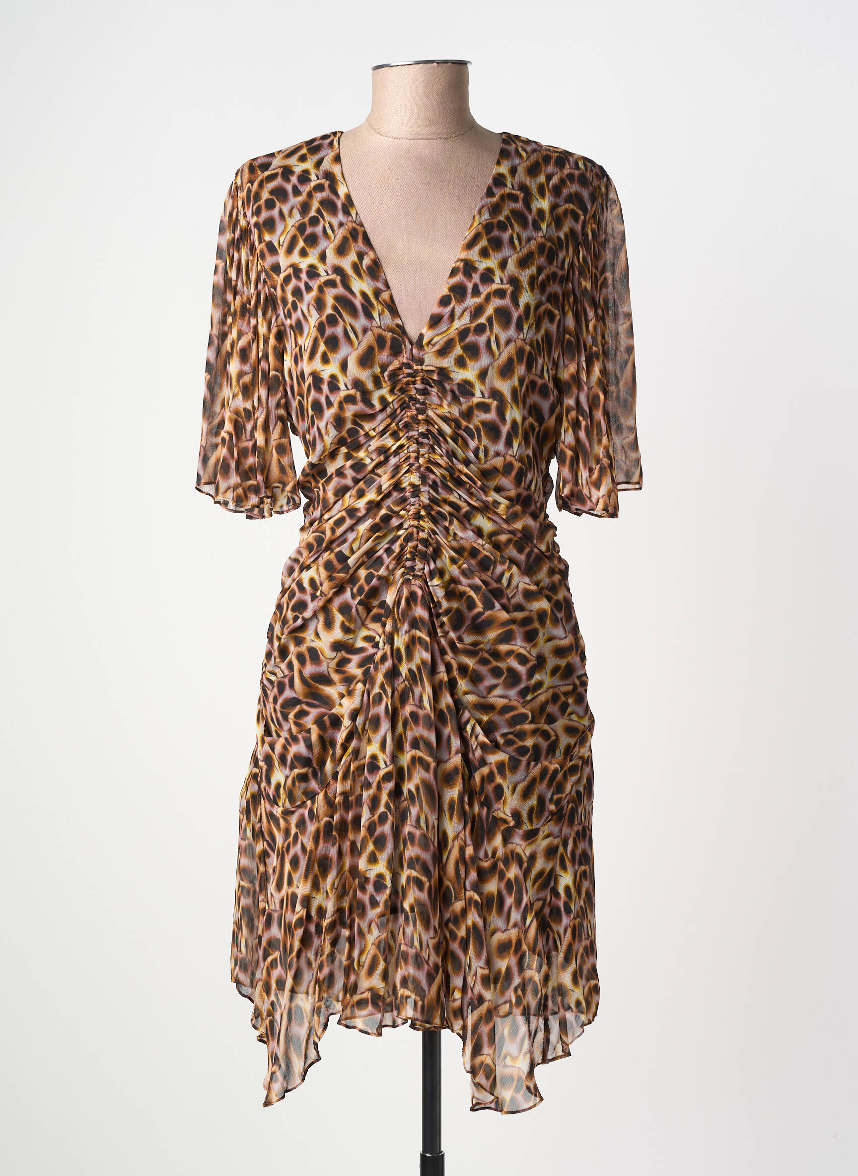 Rochie scurtă mâneci scurte mâneci scurte maro MARANT ETOILE femeie