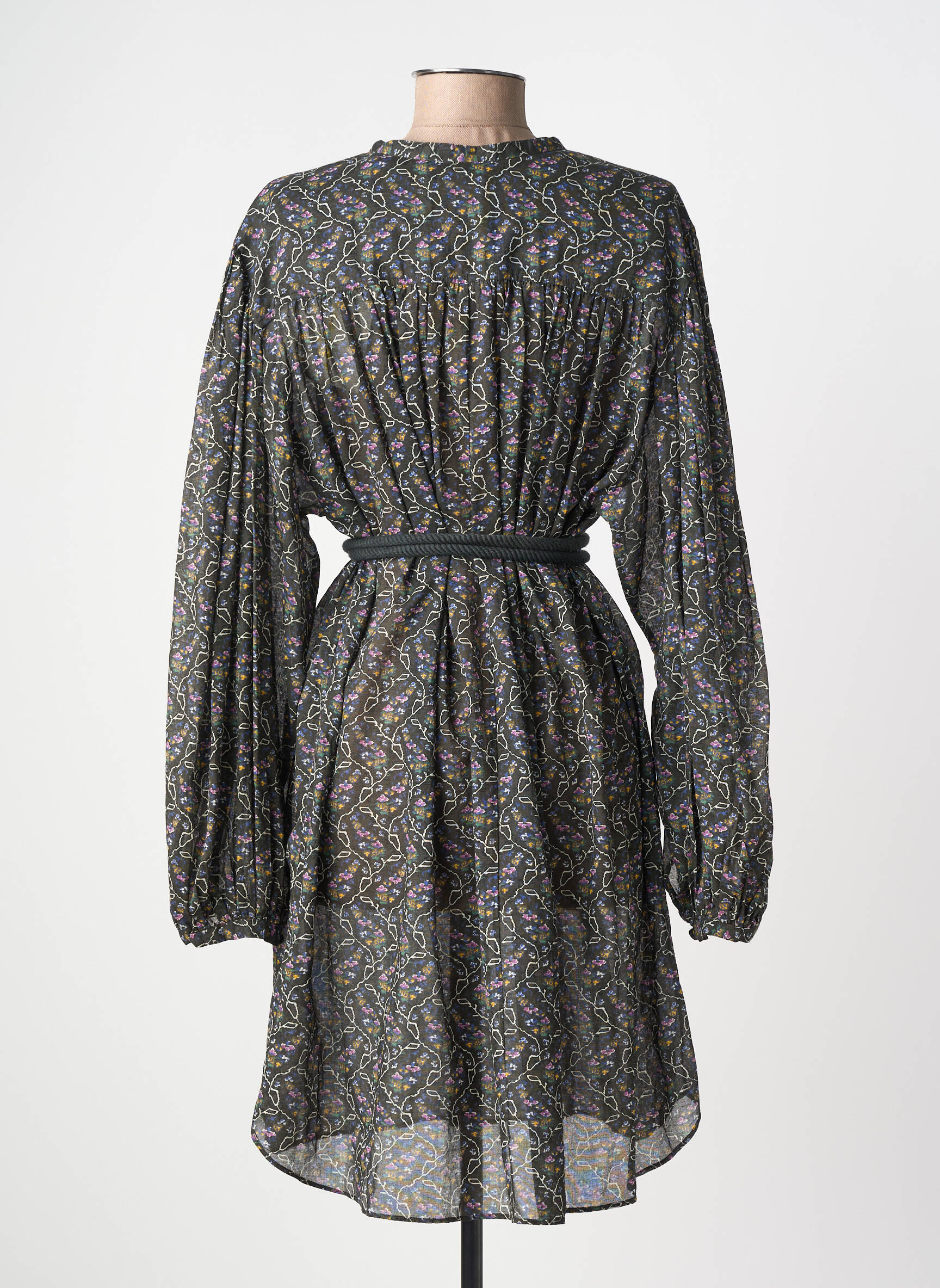 Rochie midi imprimeu fantezie mâneci lungi gri MARANT ETOILE femeie