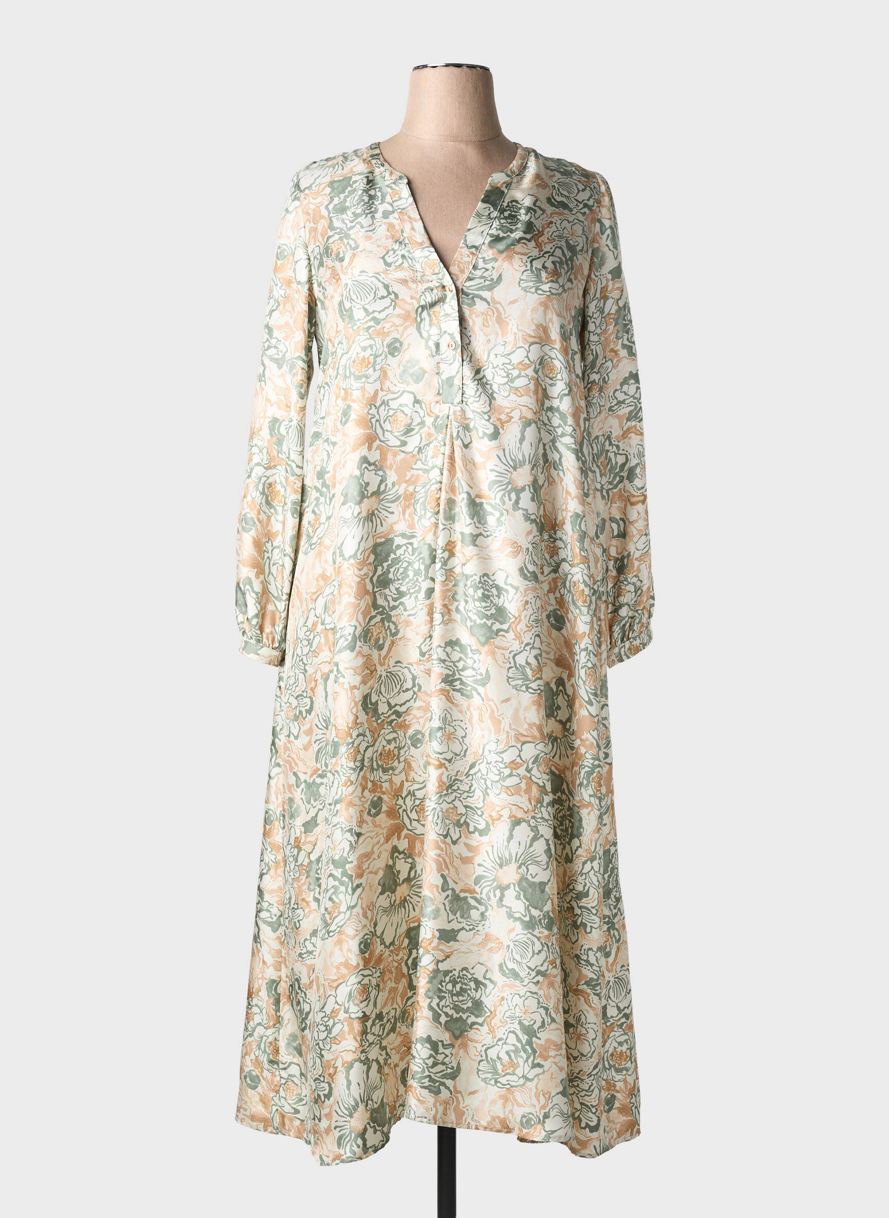 Rochie lungă mâneci lungi mâneci lungi verde MOMONI femeie