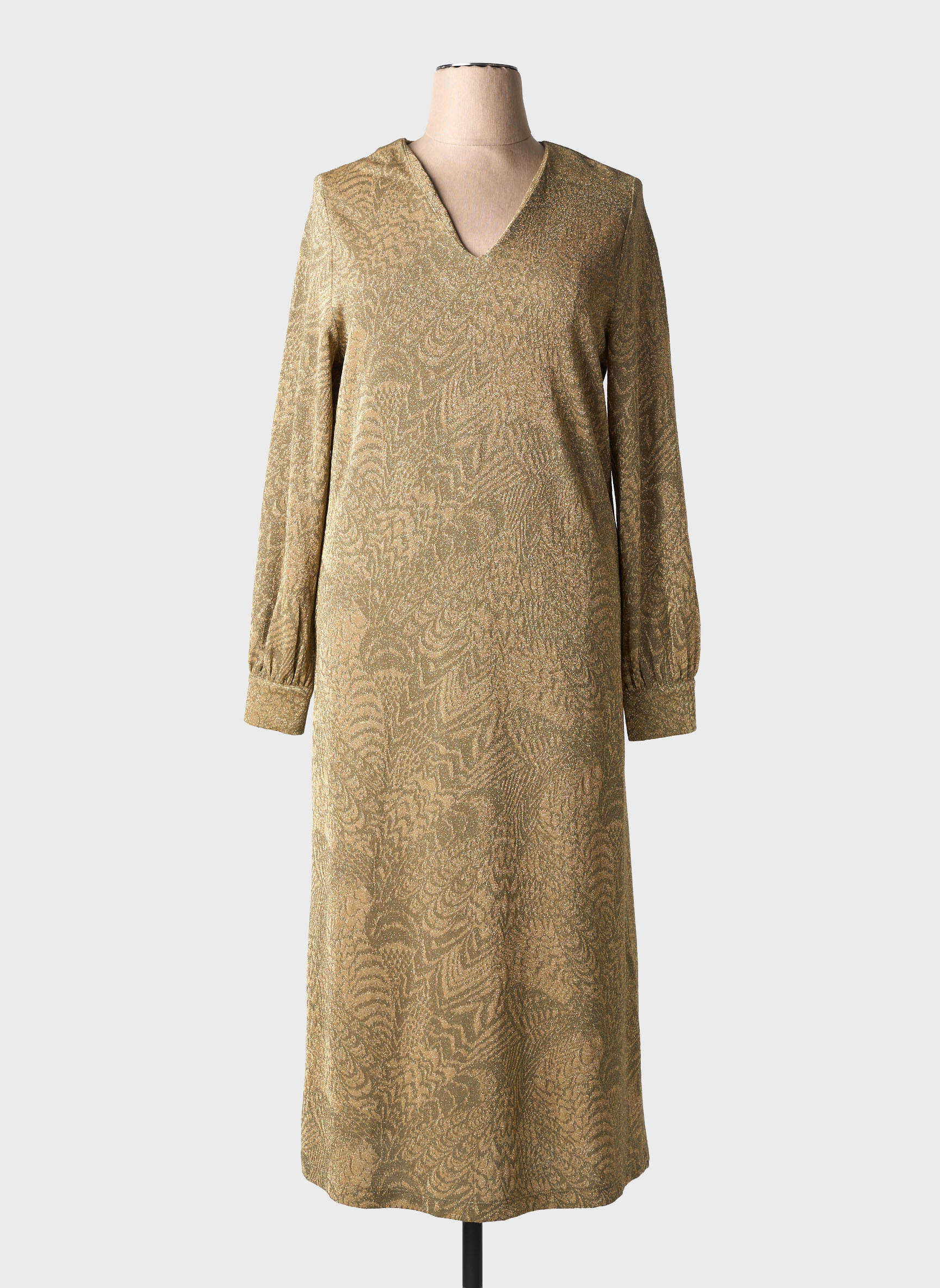 Rochie lungă mâneci lungi mâneci lungi auriu MOMONI femeie