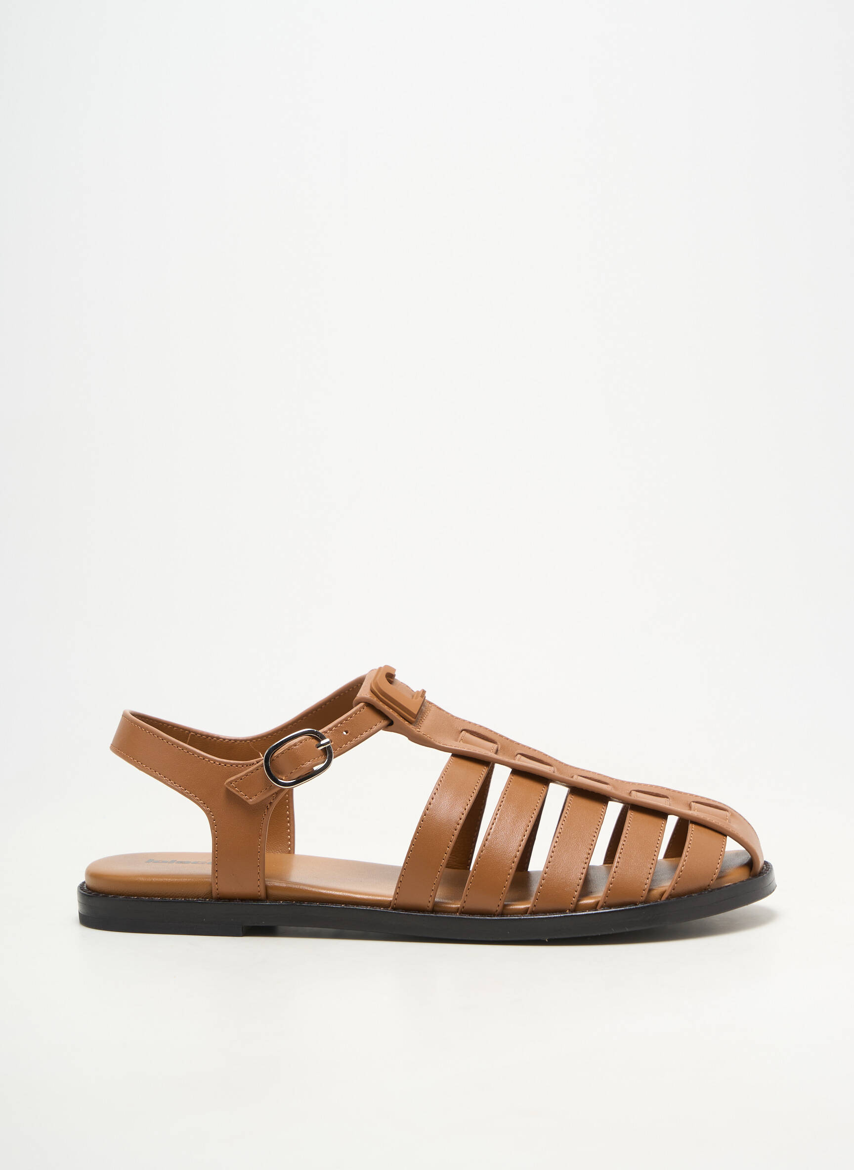 Sandale/pantofi decupați material neted toc plat până la 3 cm maro LOLA CRUZ femeie