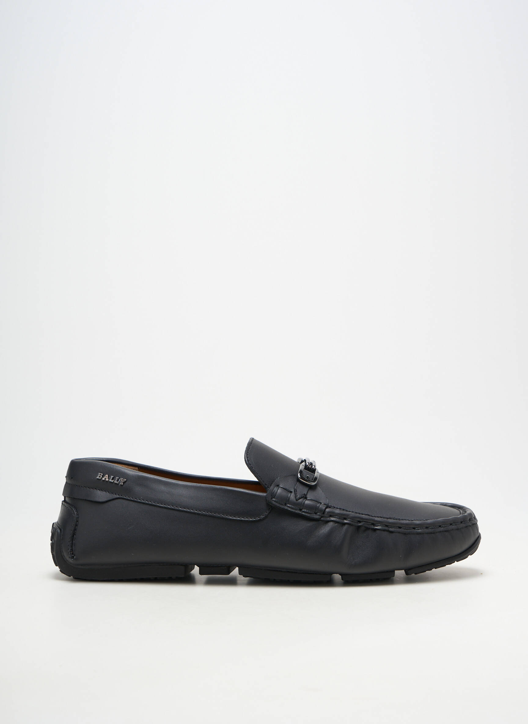 Pantofi de barcă material neted vârf rotund negru BALLY bărbat