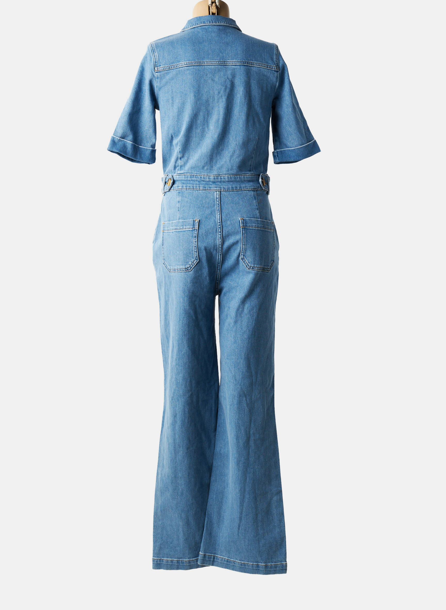 Salopetă-pantalon guler de bluză mâneci scurte albastru KING LOUIE femeie