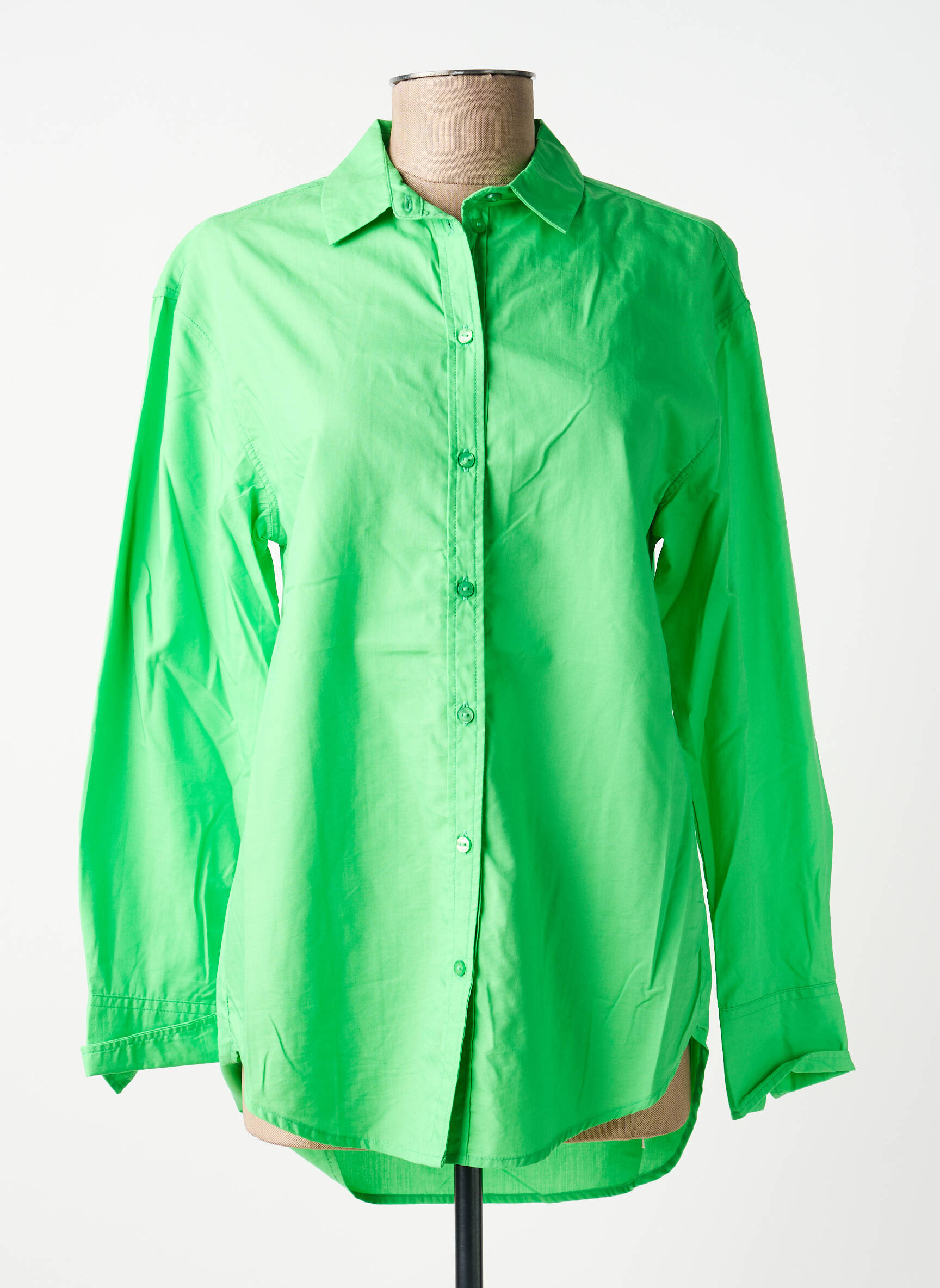 Cămașă croială dreaptă mâneci lungi verde GARCIA femeie