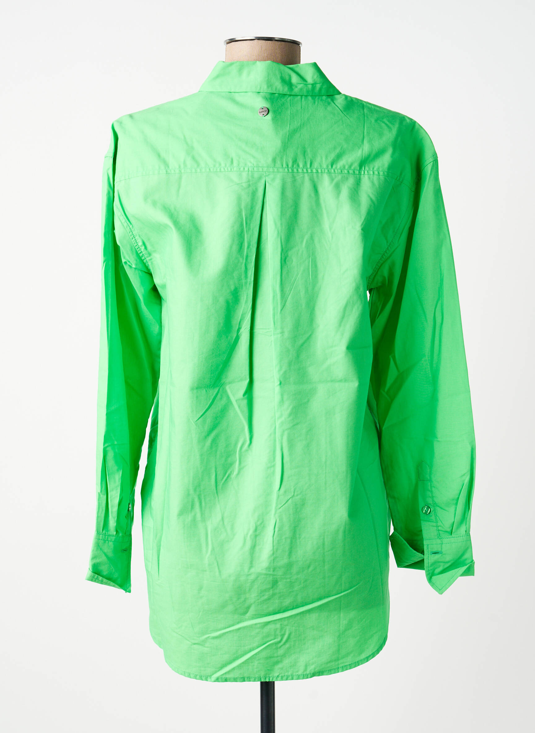 Cămașă croială dreaptă mâneci lungi verde GARCIA femeie