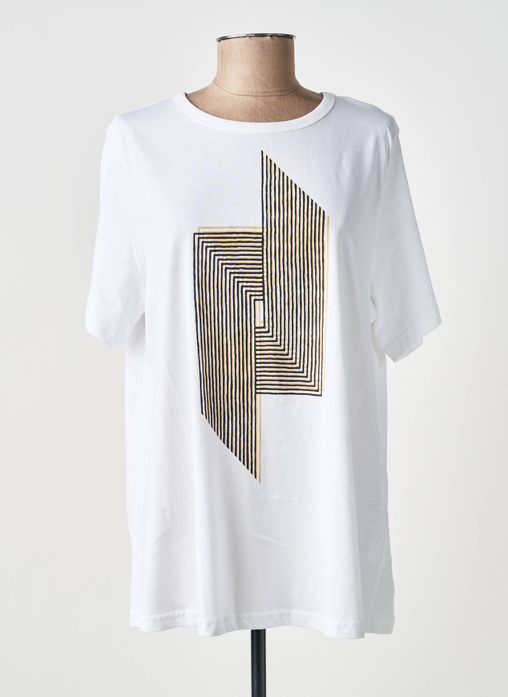 Tricou croială dreaptă mâneci scurte alb CISO femeie