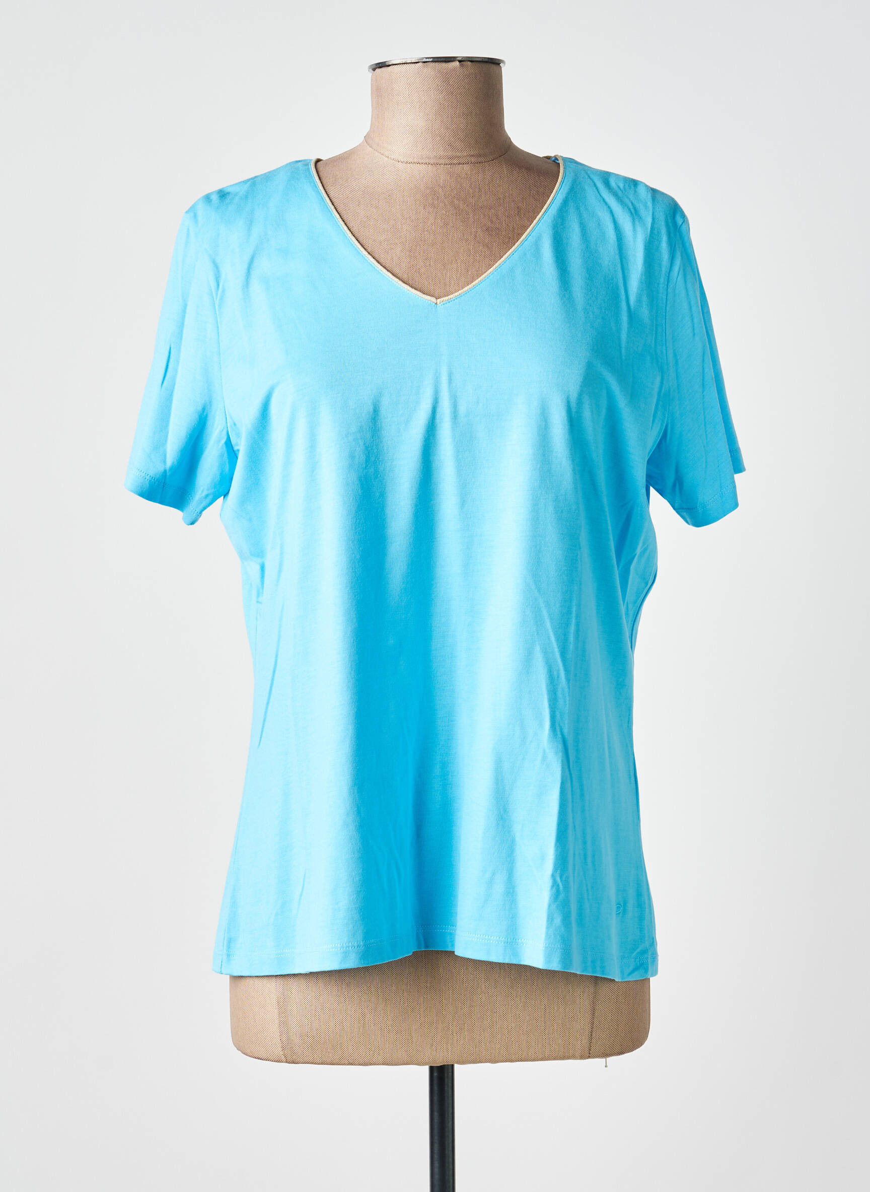 Tricou guler în v mâneci scurte albastru JULIE GUERLANDE femeie