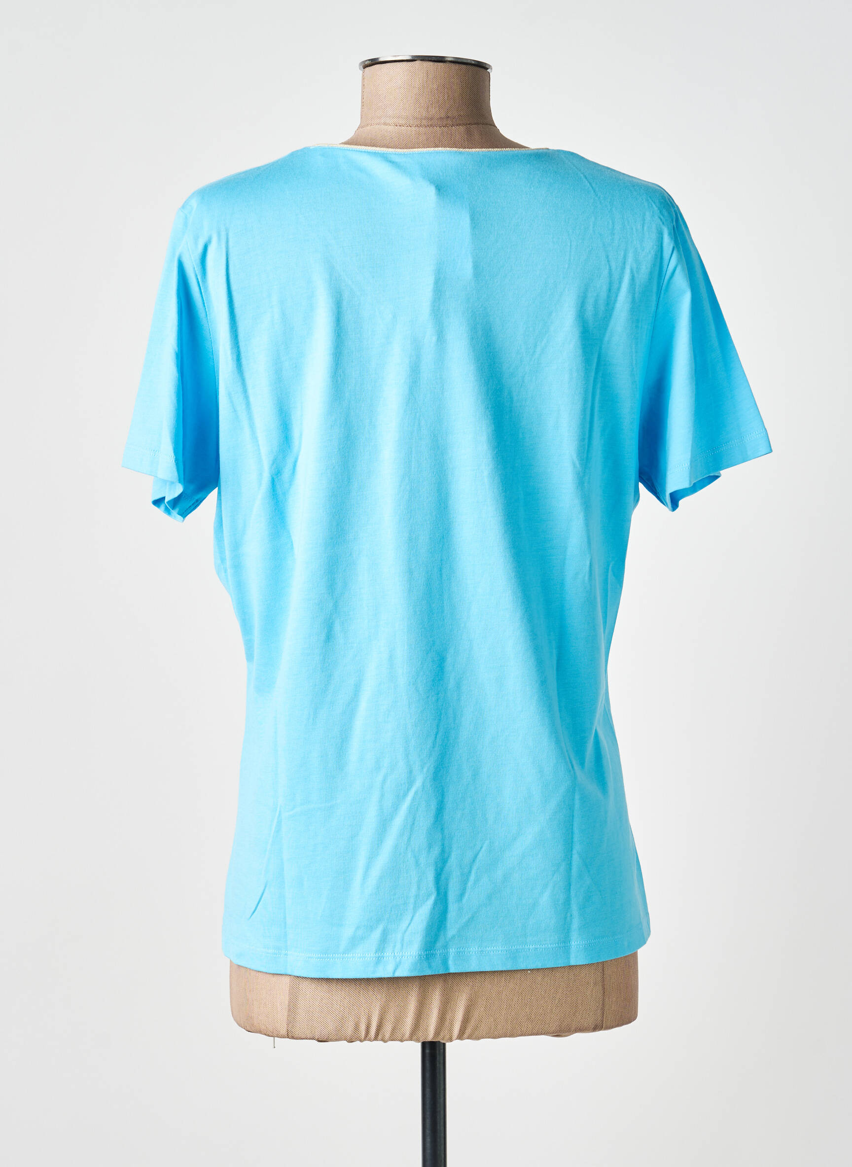 Tricou guler în v mâneci scurte albastru JULIE GUERLANDE femeie