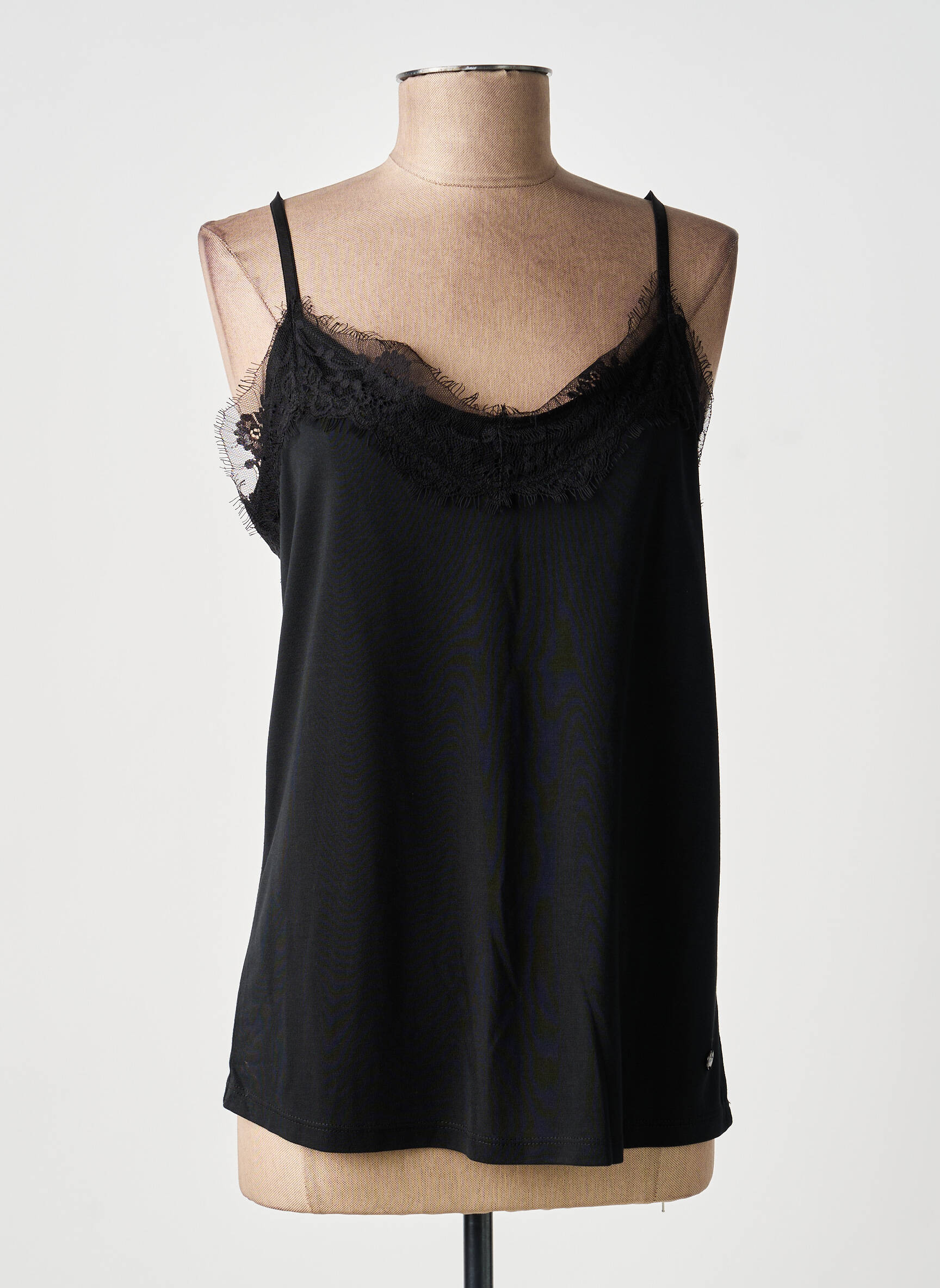 Tricou elasticitate bretele subțiri negru GARCIA femeie