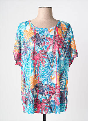 Tricou imprimeu fantezie mâneci scurte albastru JULIE GUERLANDE femeie