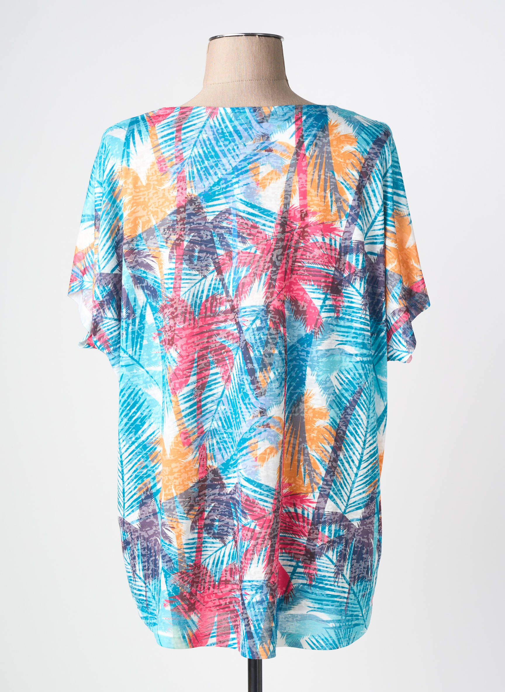 Tricou imprimeu fantezie mâneci scurte albastru JULIE GUERLANDE femeie