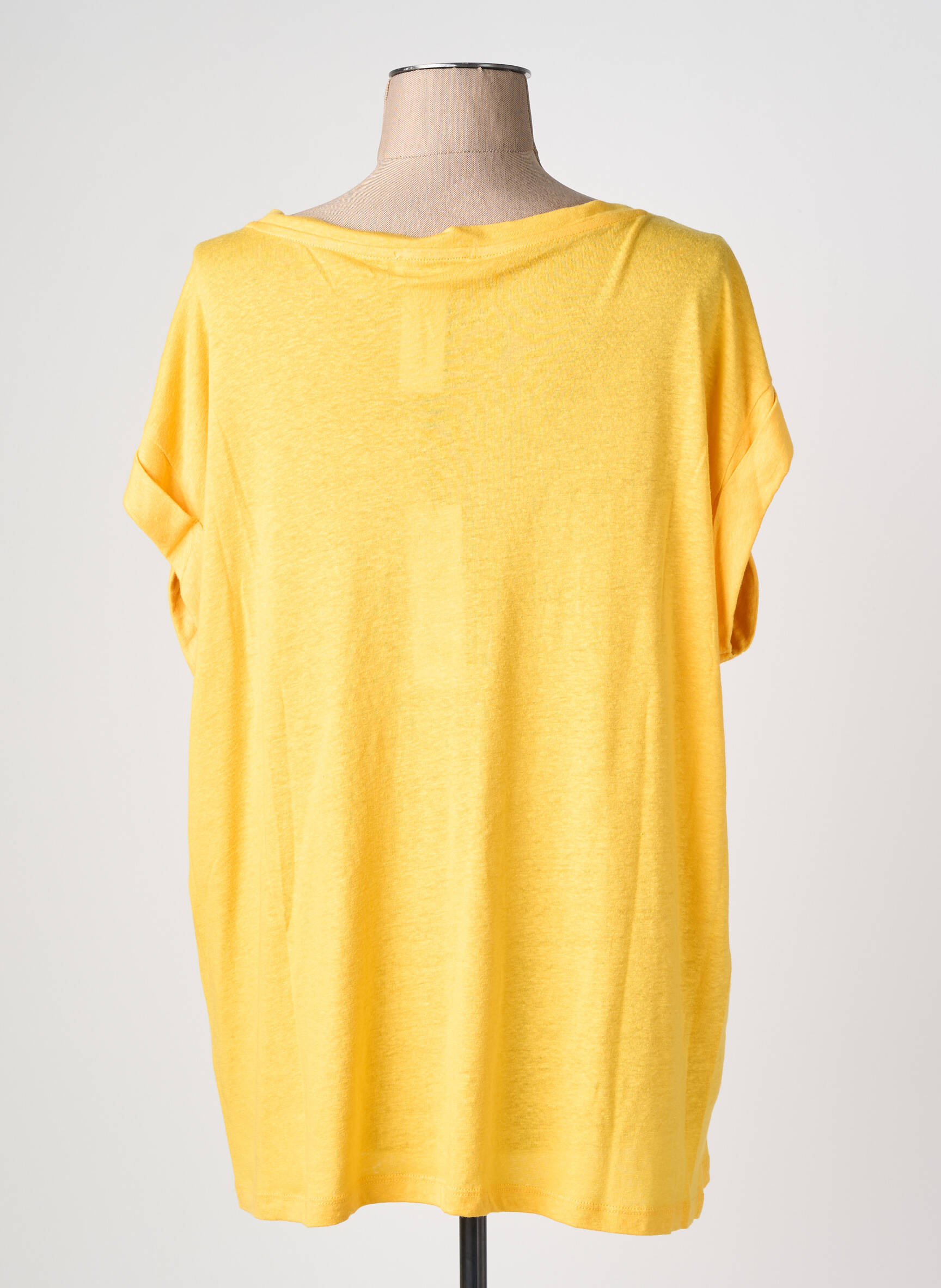Tricou croială dreaptă mâneci scurte galben MD'M femeie
