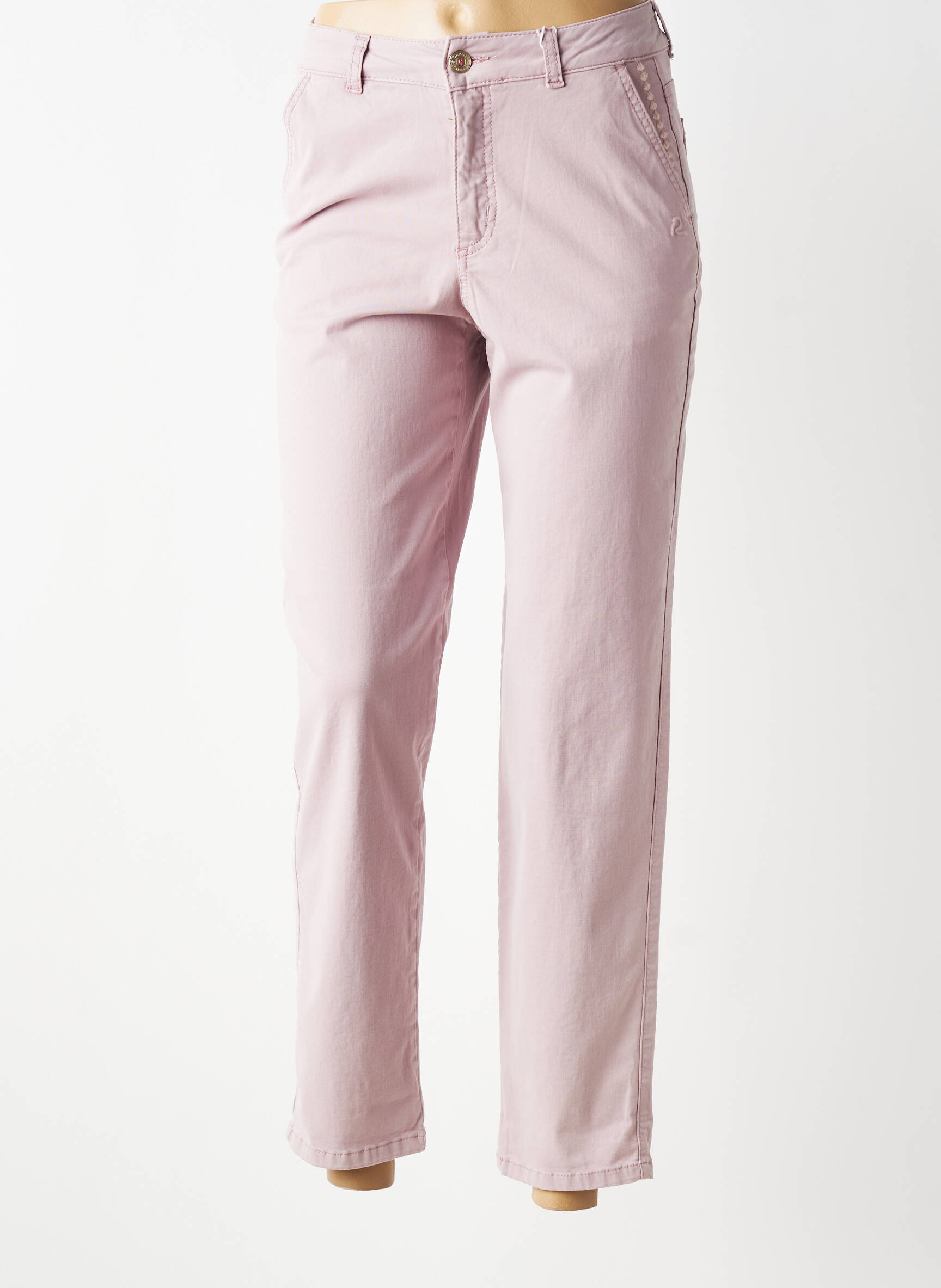 Pantalon drept țesătură poplin mărime normală violet RECOVER C.C. femeie