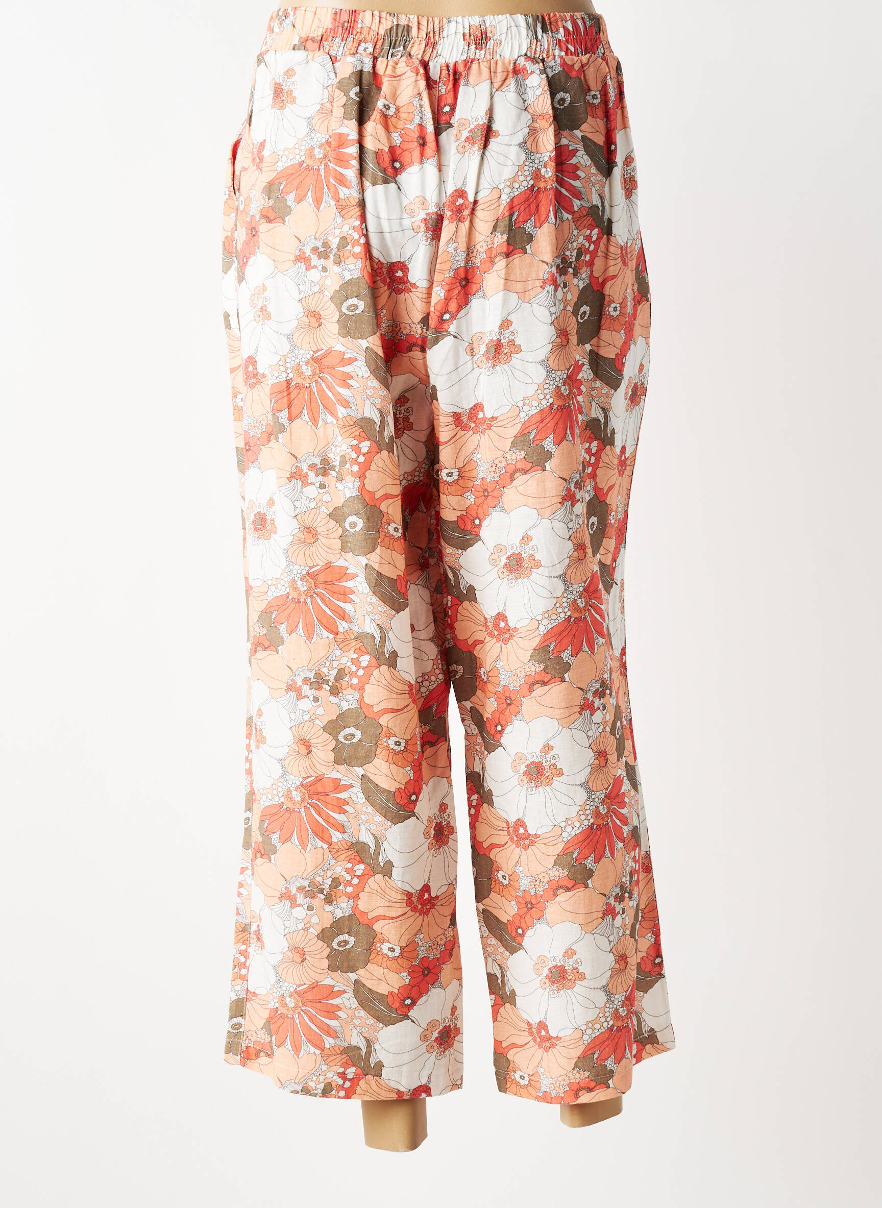 Pantalon 7/8 talie elastică mărime normală portocalie C'EST BEAU LA VIE femeie