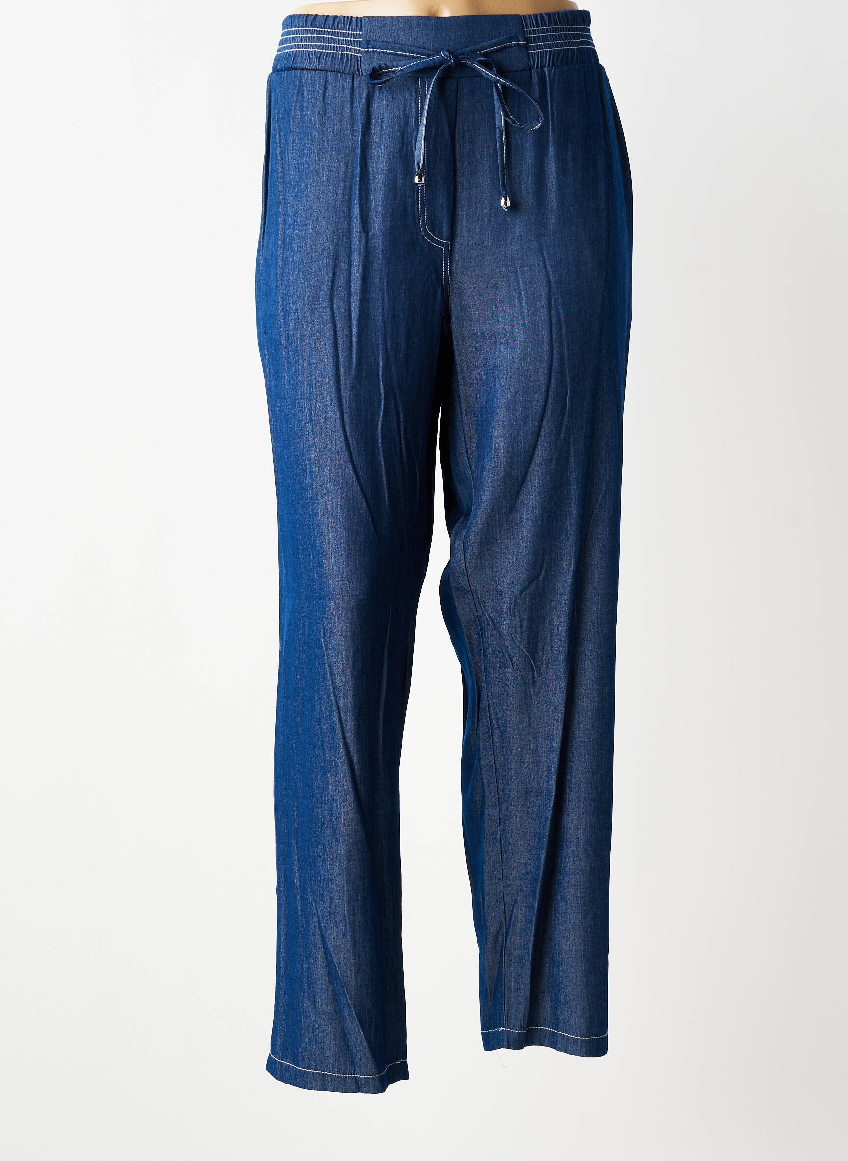 Pantalon drept țesătură poplin mărime normală albastru TINTA STYLE femeie